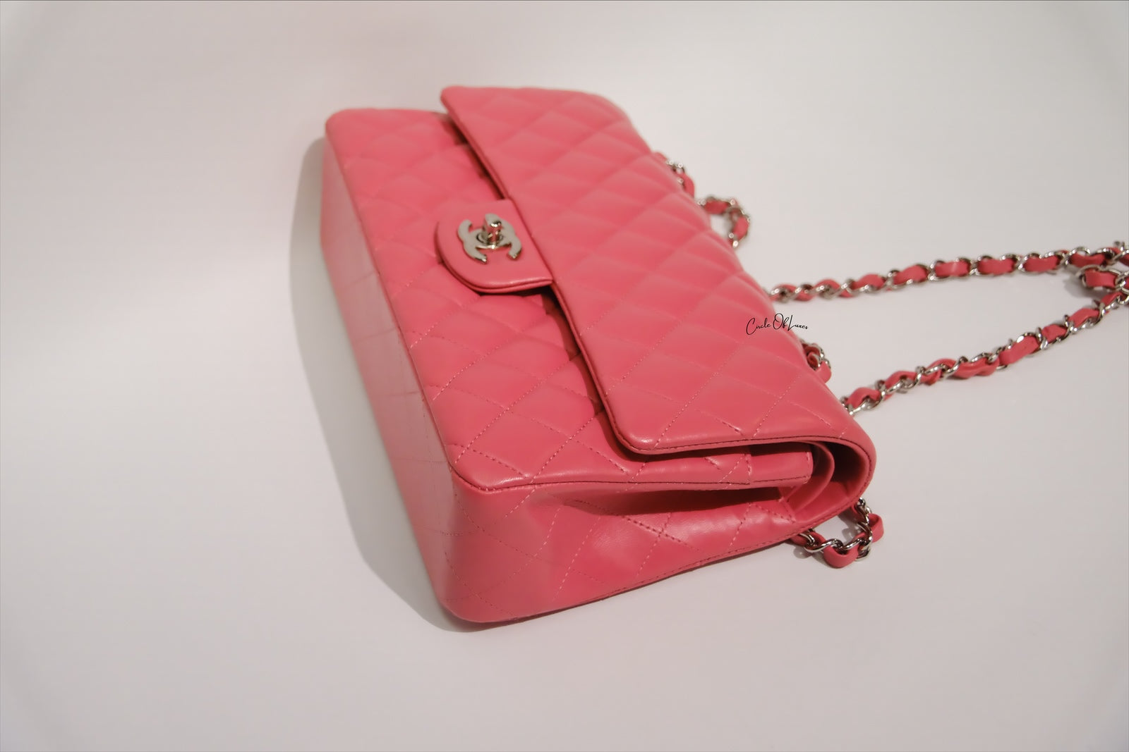 CHANEL PINK LAMSKIN SHW MEDIUM CLASSIC  FLAP
