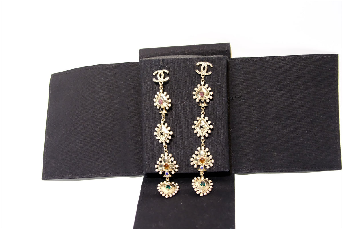 CHANEL SPADE MUTIL MOTIF LONG DROP EARRING