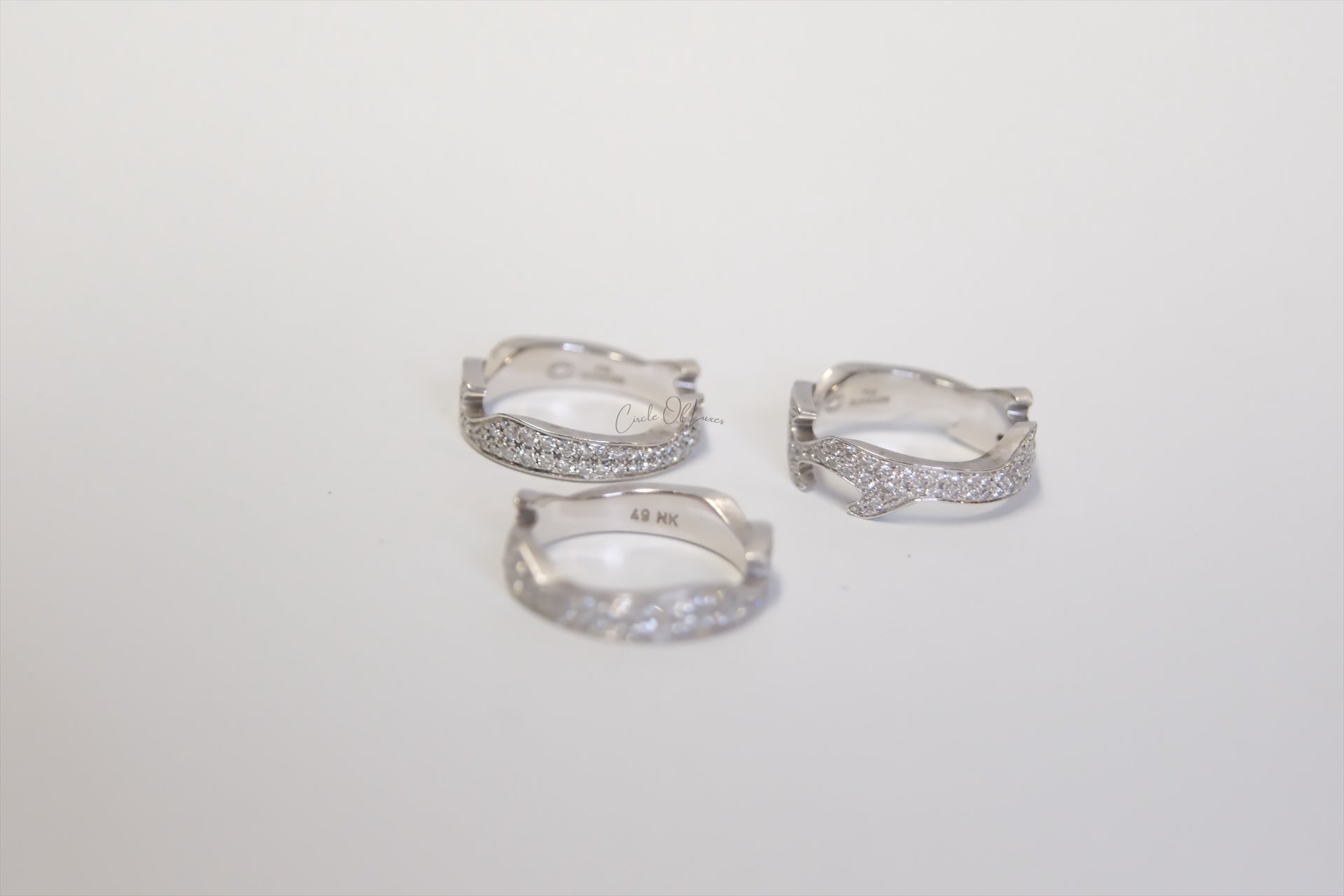 GEORG JENSEN FUSION GOLD DIAMOND 3 PIECE PUZZLE RING SET size 49