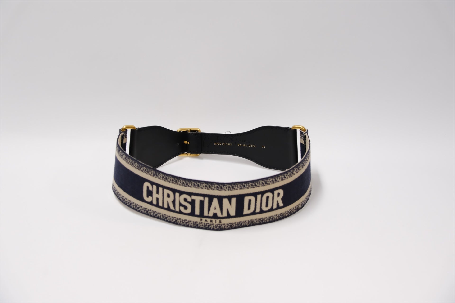 CHISTAN DIOR EMBROIDERED NAVY BELT SIZE 75