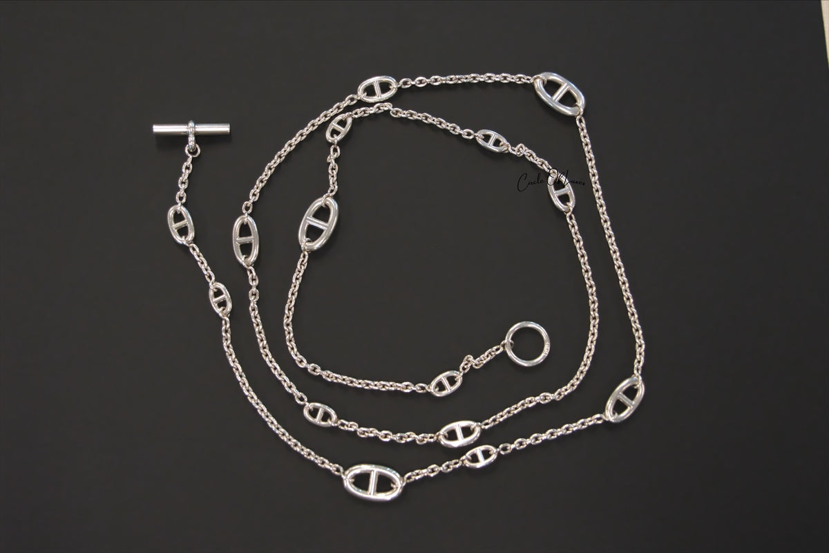 HERMES  SILVER 160cm NECKLACE