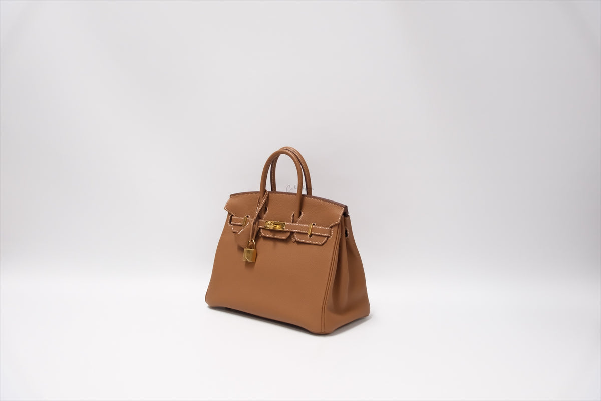 HERMES BIRKIN 25 GOLD ON GOLD TOGO