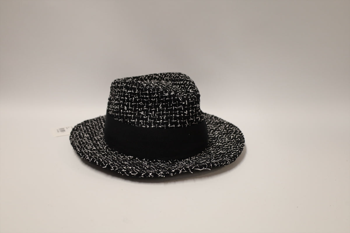 Chanel 23P Tweed Fedora Hat  Black & White