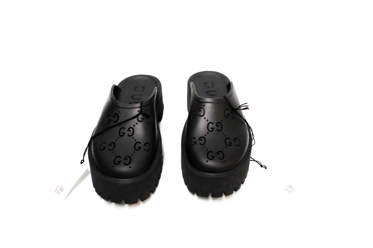 GUCCI PERFORATED GG RUBBER MULES SIZE 41