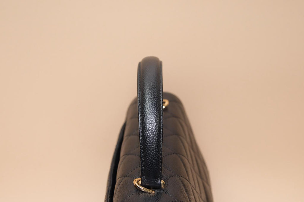 CHANEL KELLY VINTAGE BLACK QUILTED CAVIAR GHW