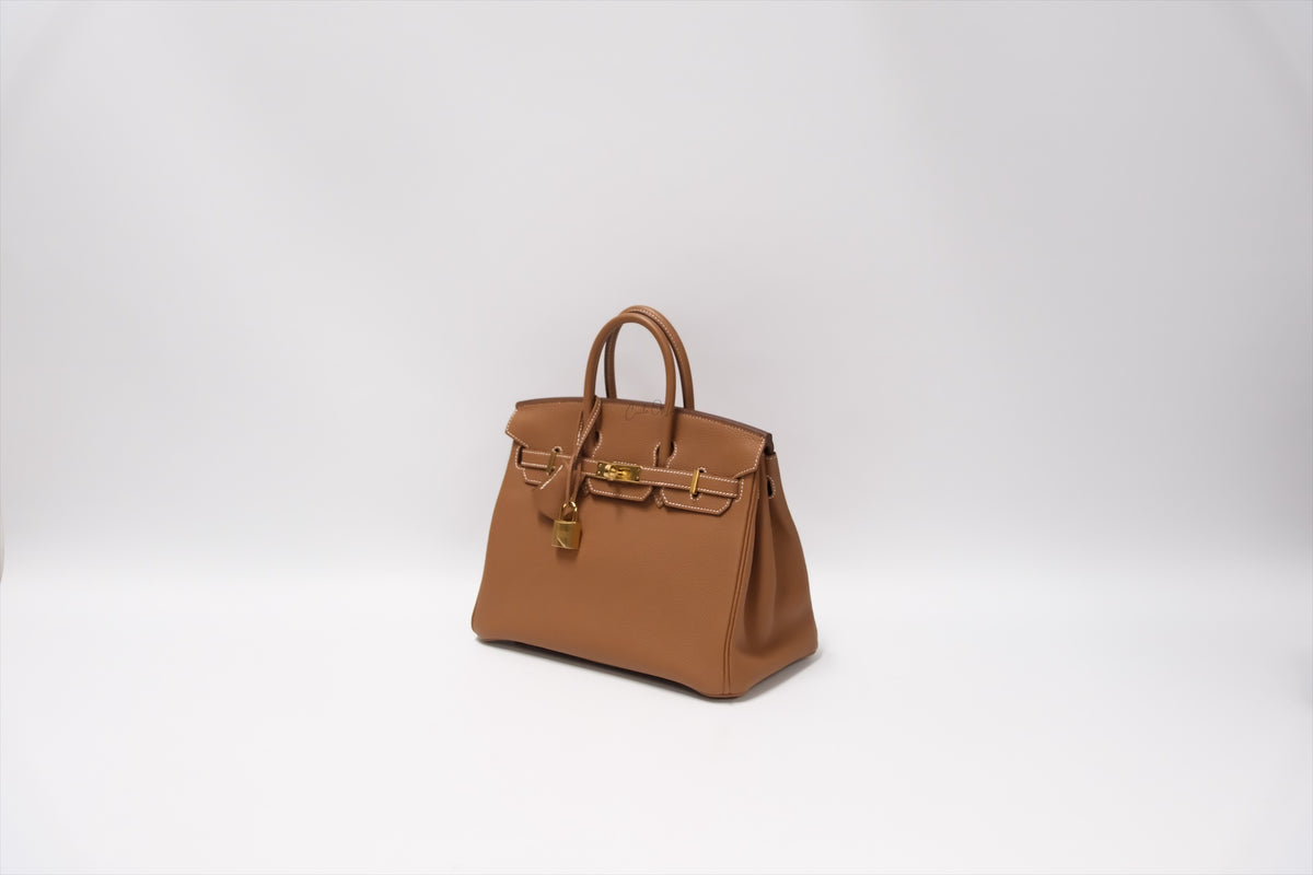 HERMES BIRKIN 25 GOLD ON GOLD TOGO