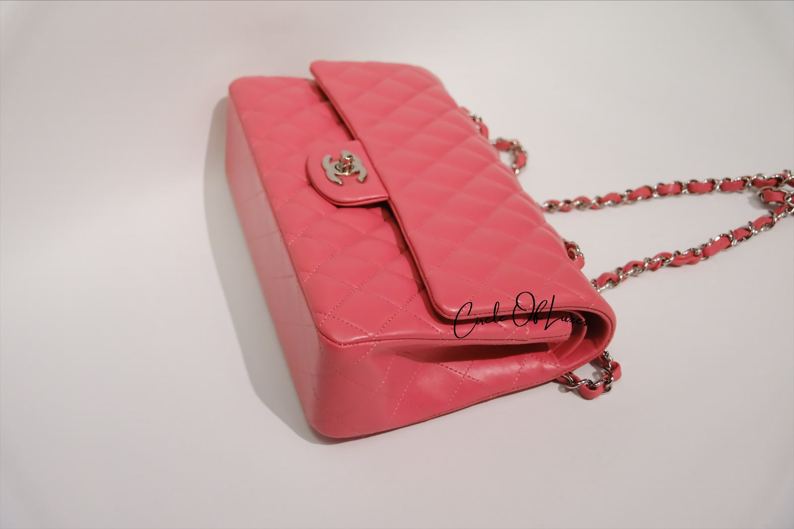 CHANEL PINK LAMSKIN SHW MEDIUM CLASSIC  FLAP