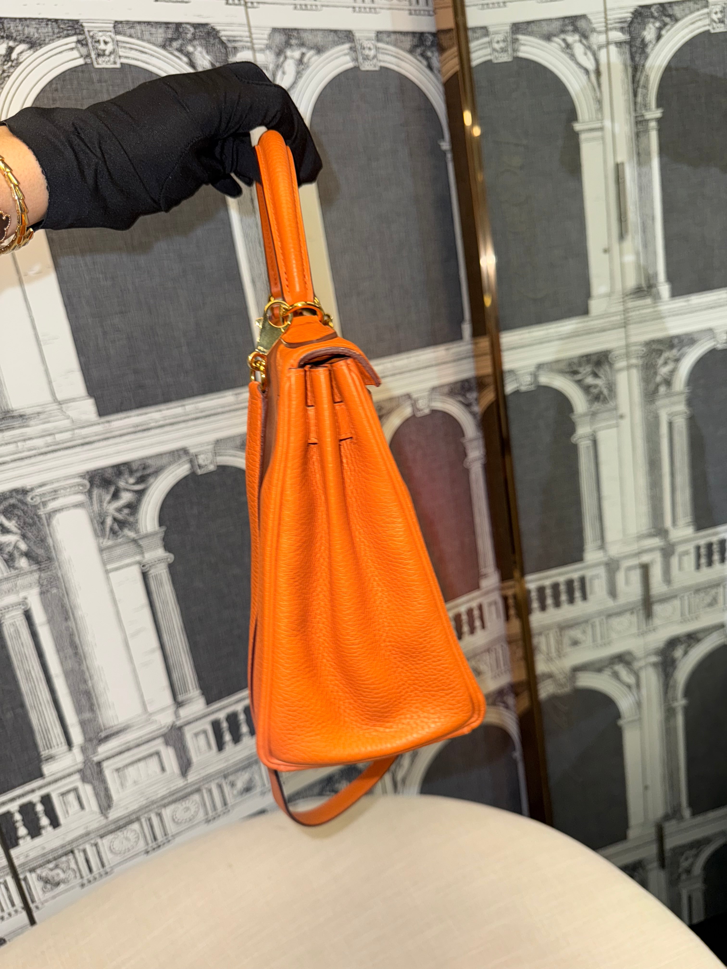 HERMES KELLY 28 ORANGE CLEMENCE GHW STAMP X