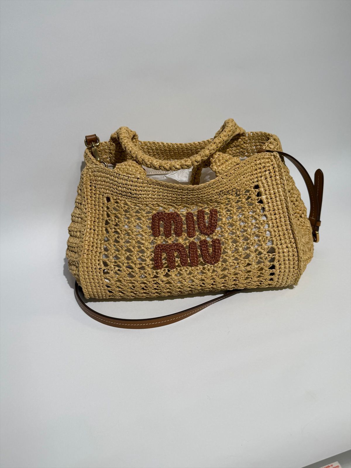 MIU MIU RAFFIA CROCHET SMALL BAG