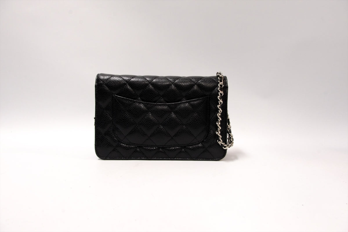CHANEL  BLACK WALLET ON CHAIN CAVIAR SHW
