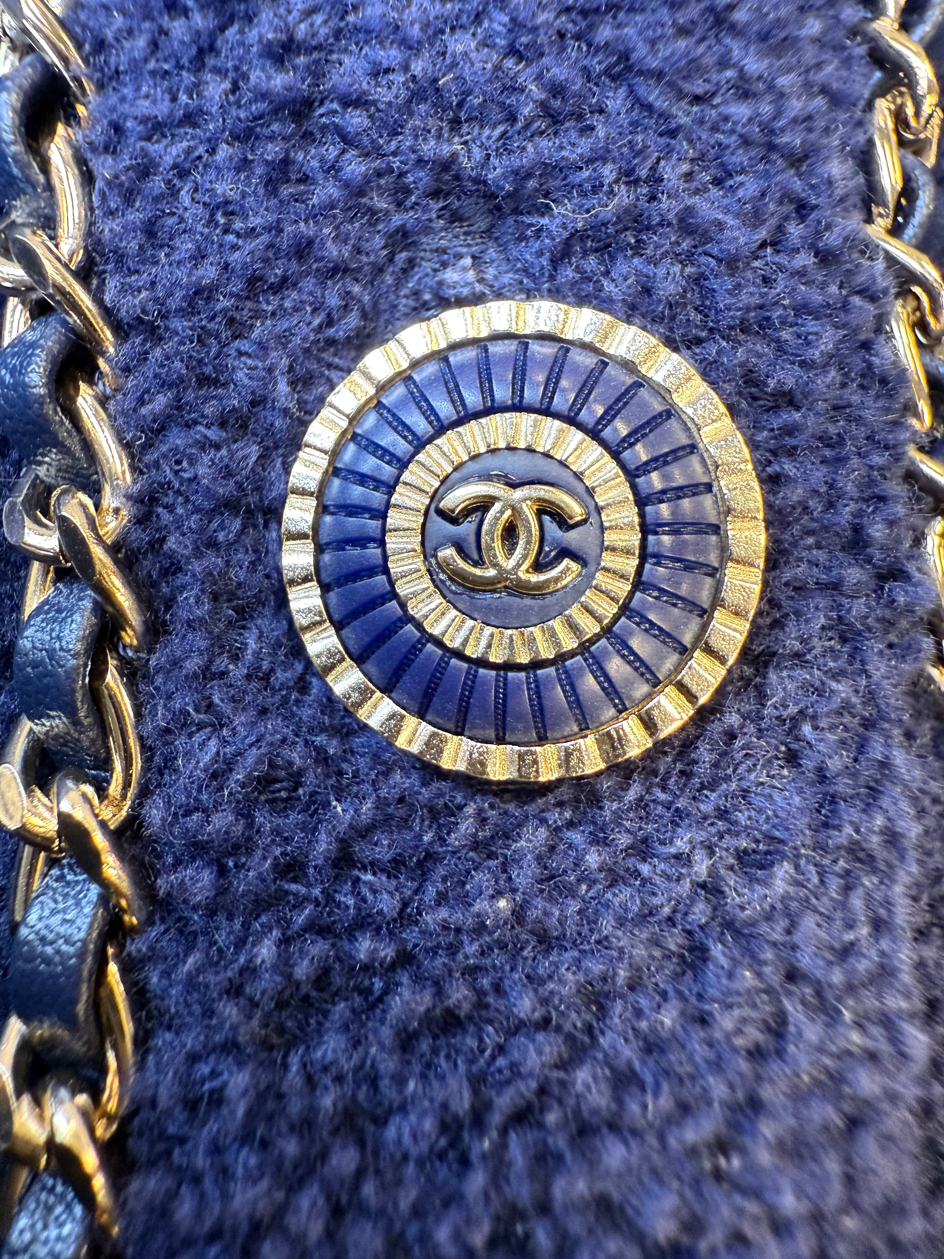 CHANEL COCO BUTTON JACKET COTTON NAVY GHW