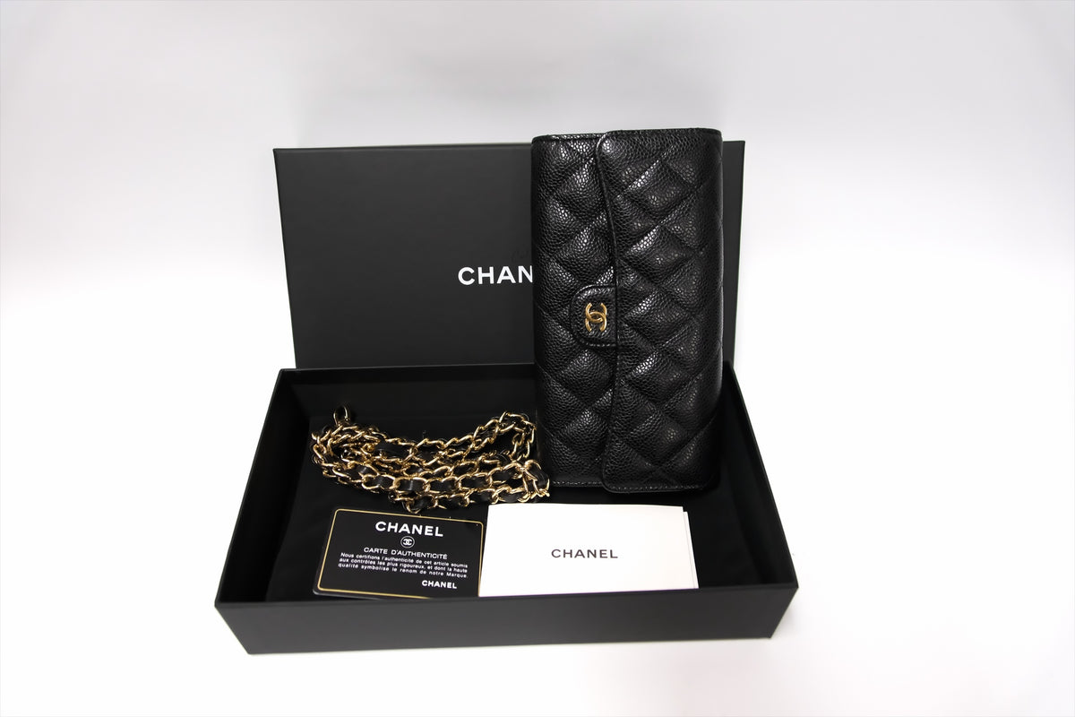 CHANEL LONG WALLET BLACK CAVIAR GHW