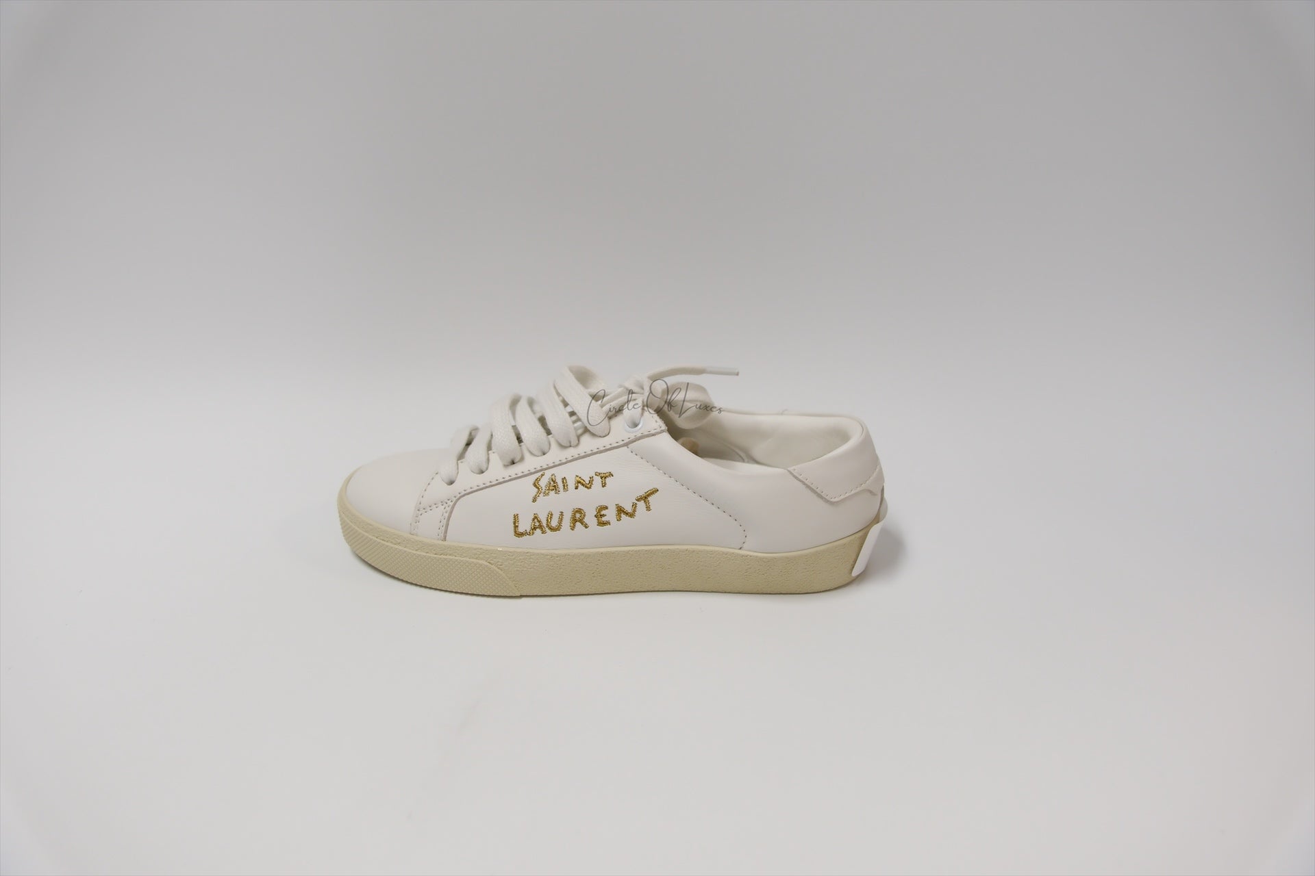 SAINT LAURENT WHITE CREAM SNEAKER SIZE 34.5