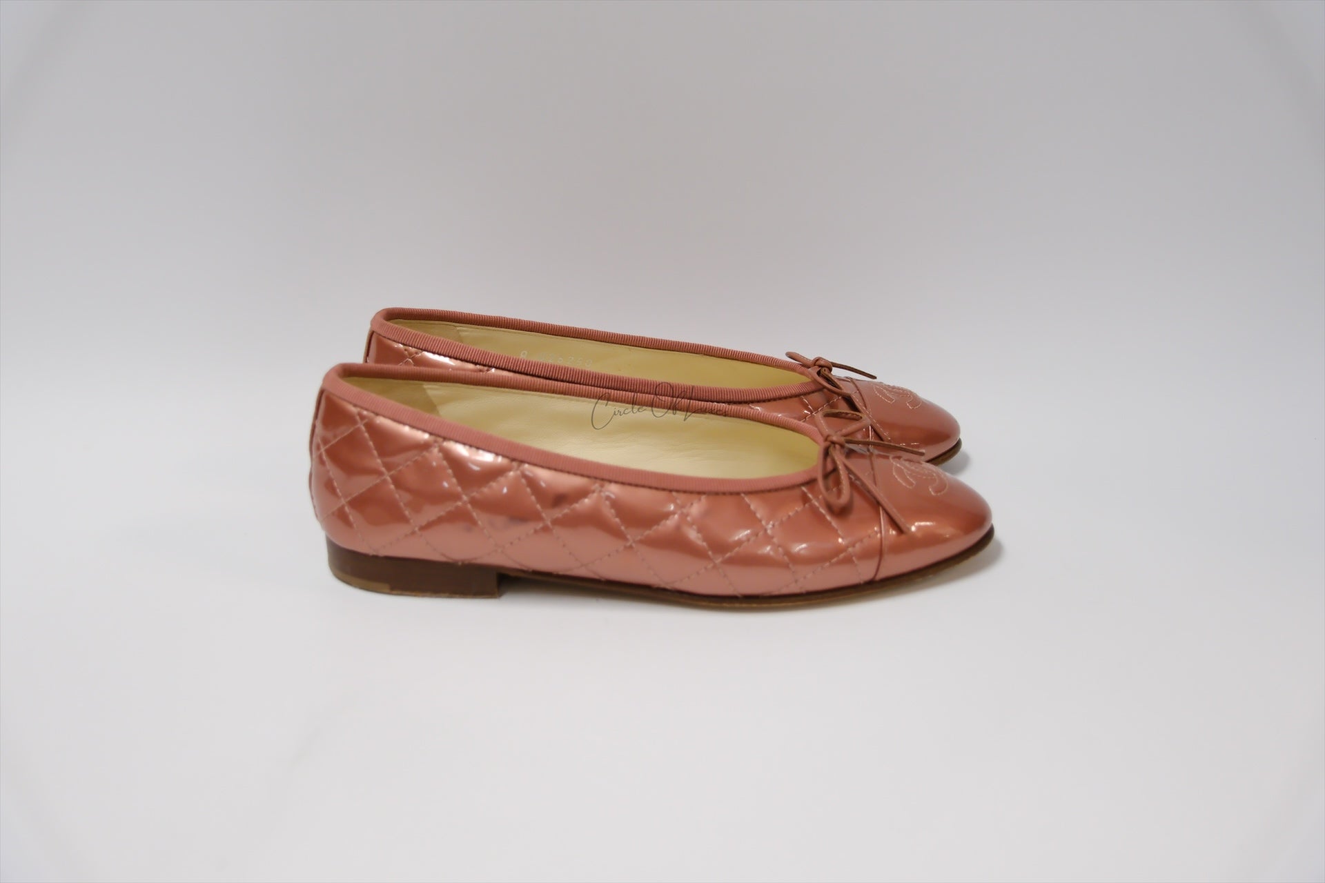 CHANEL BALLETS PINK PATENT BALLERINA SIZE 35.5
