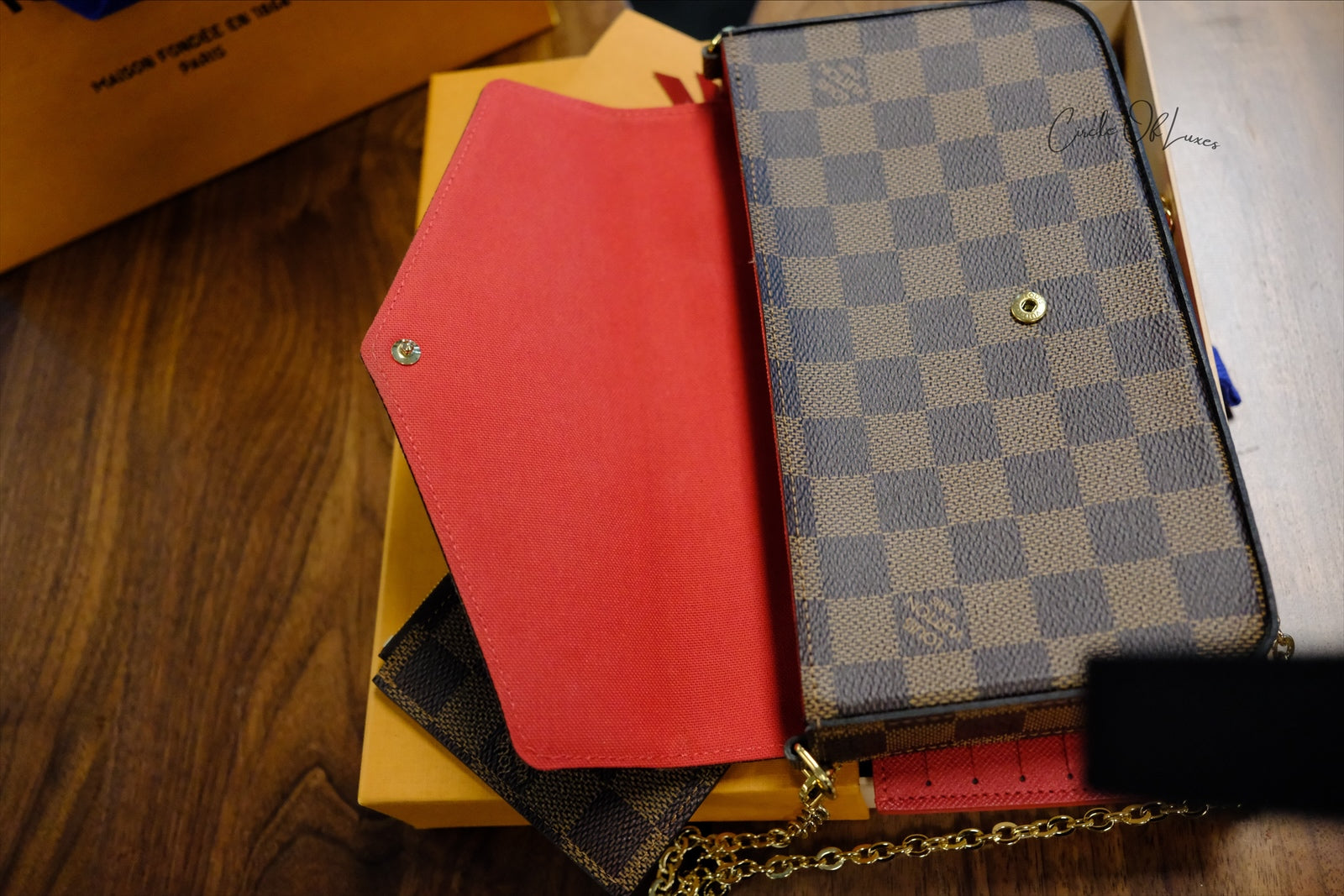 FELEICE POCHETTE DAMIER EBEN ,FULLSET