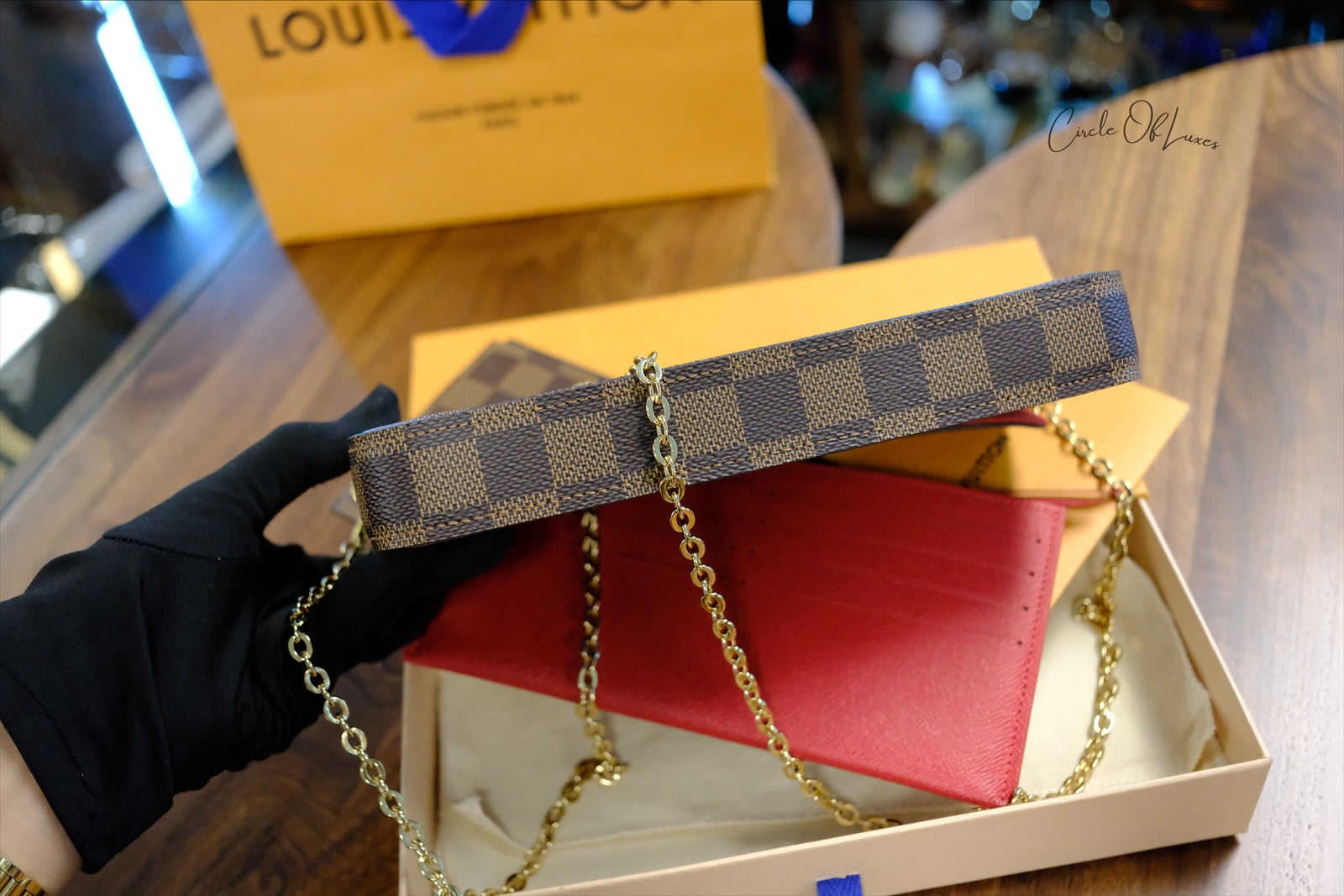 FELEICE POCHETTE DAMIER EBEN ,FULLSET