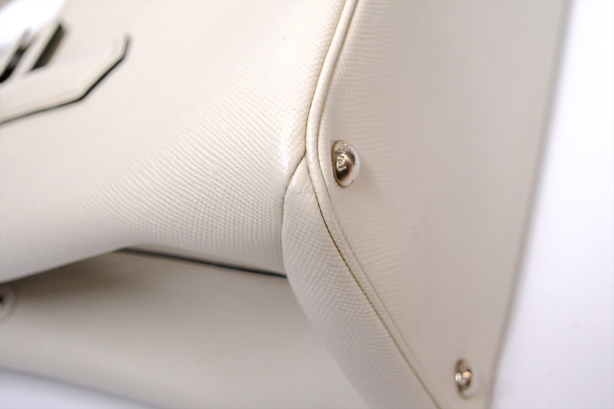 PRADA LEATHER TOTE SAFFIANO CUIR TWIN