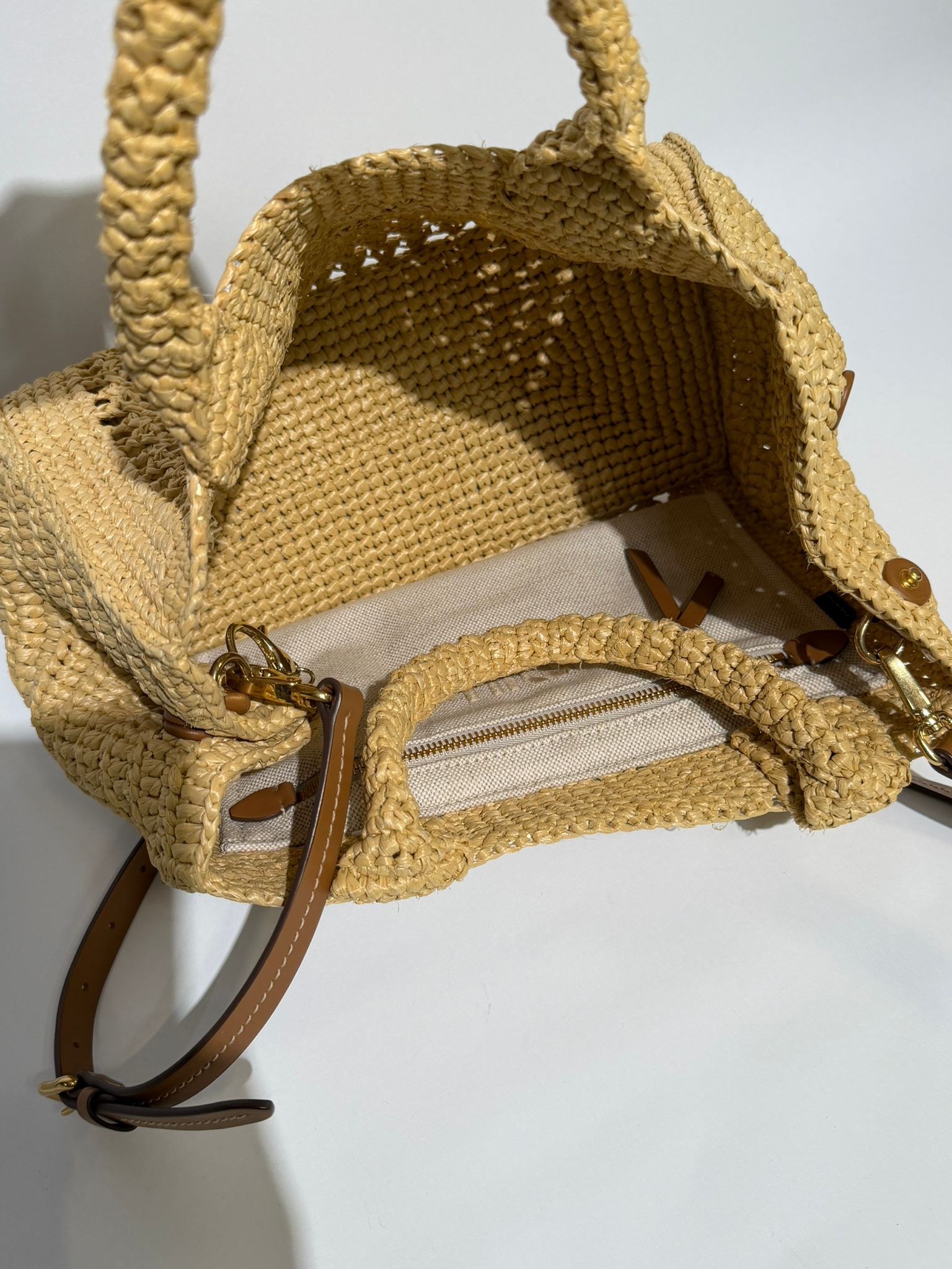 MIU MIU RAFFIA CROCHET SMALL BAG