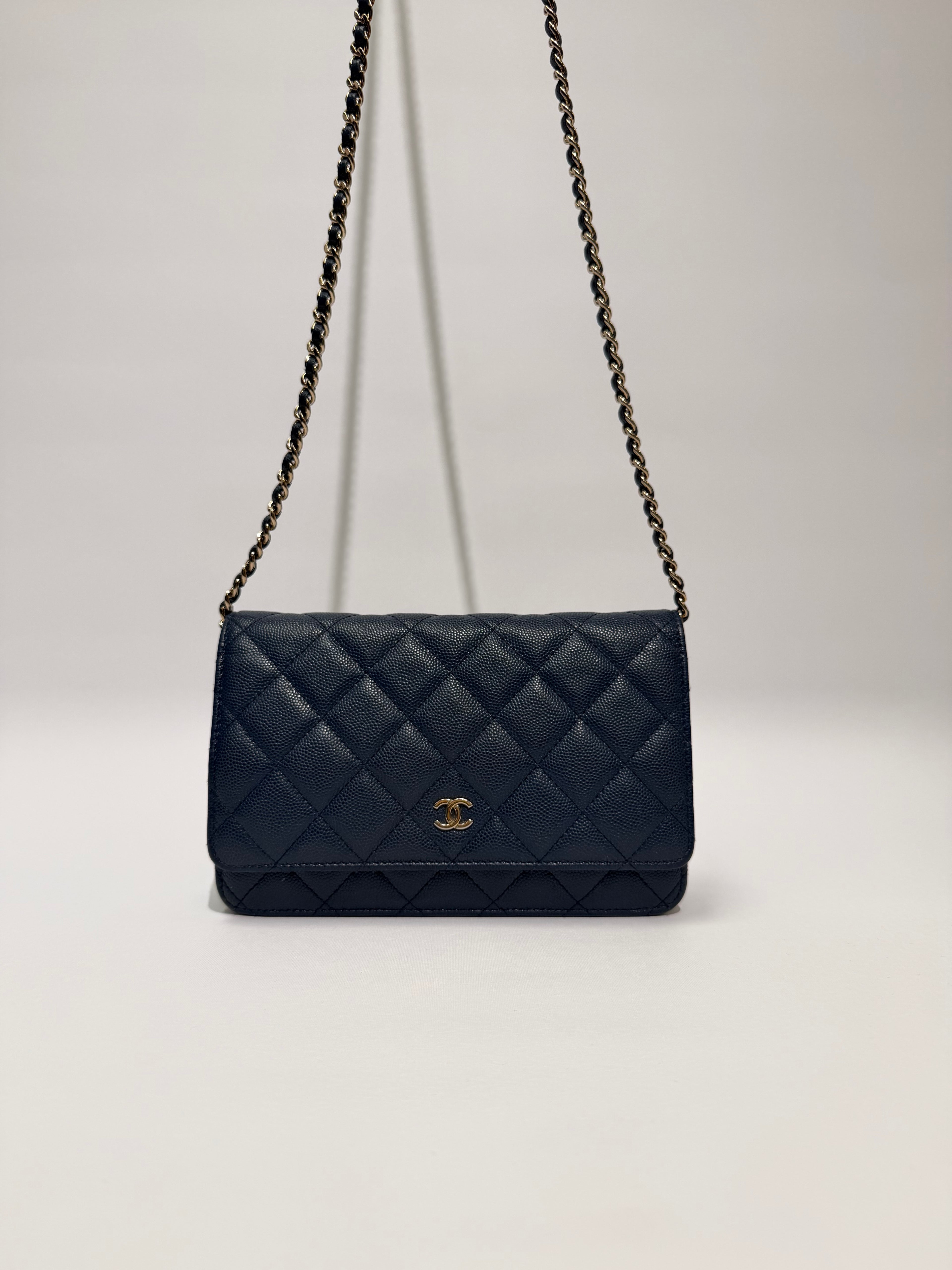CHANEL WALLET ON CHAIN CAVIAR NAVY GHW