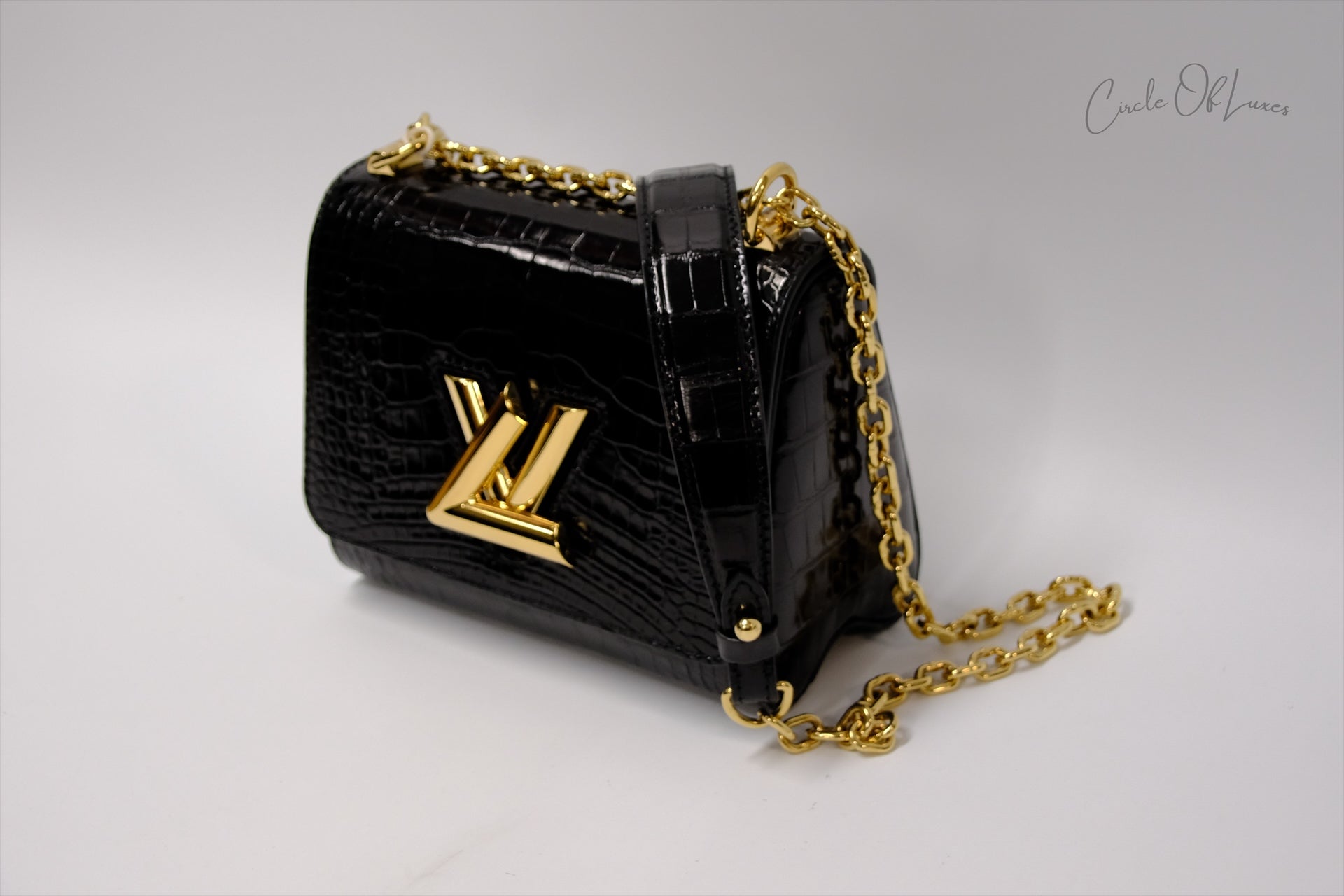 LOUIS VUITTON TWIST MINI BRILLIANT CROCODILE BLACK GHW