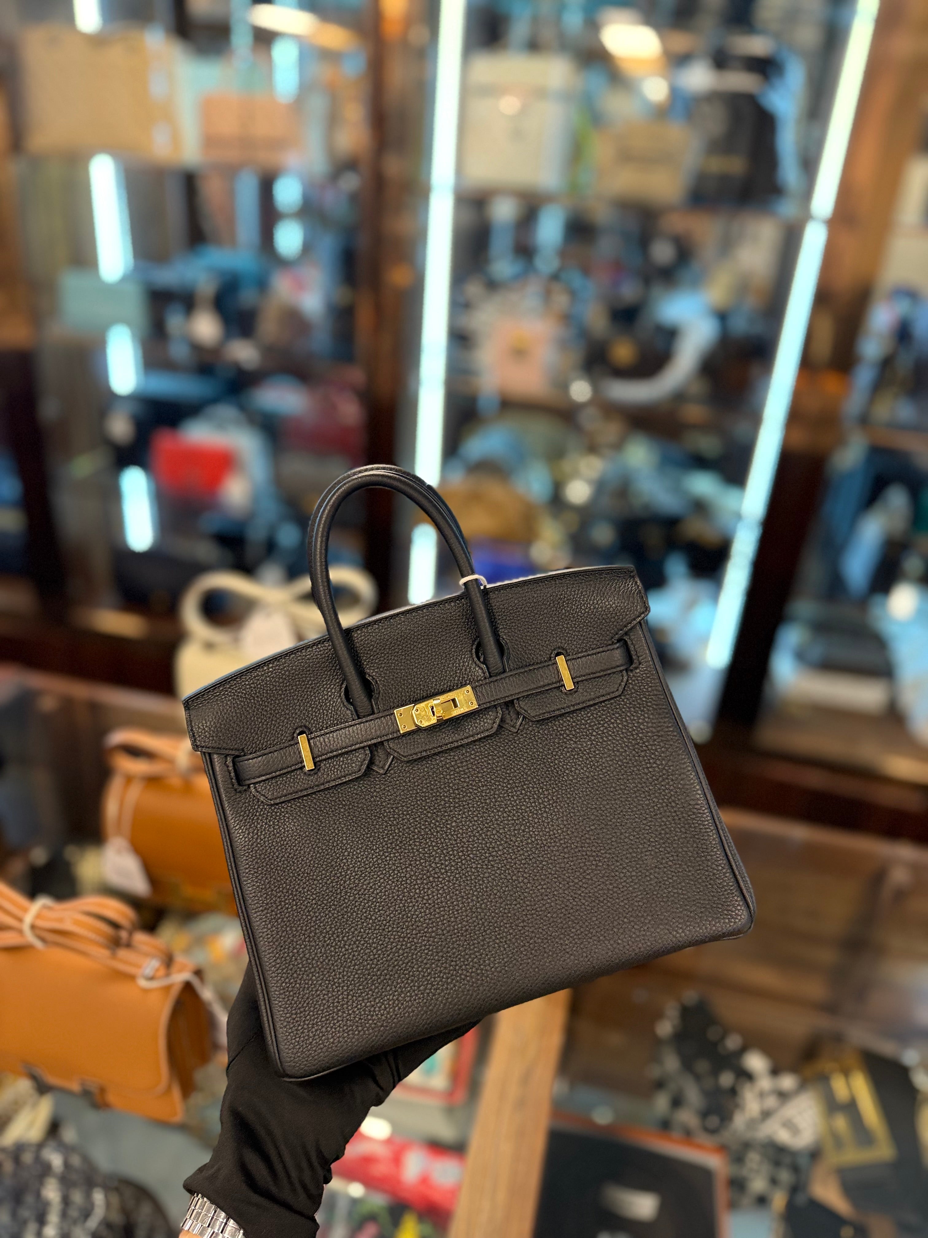 HERMES BIRKIN 25 NOIR GHW TO GO STAMP C