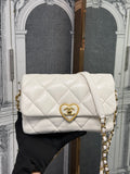COCO CC LOVE HEART FLAP BAG SMALL WHITE