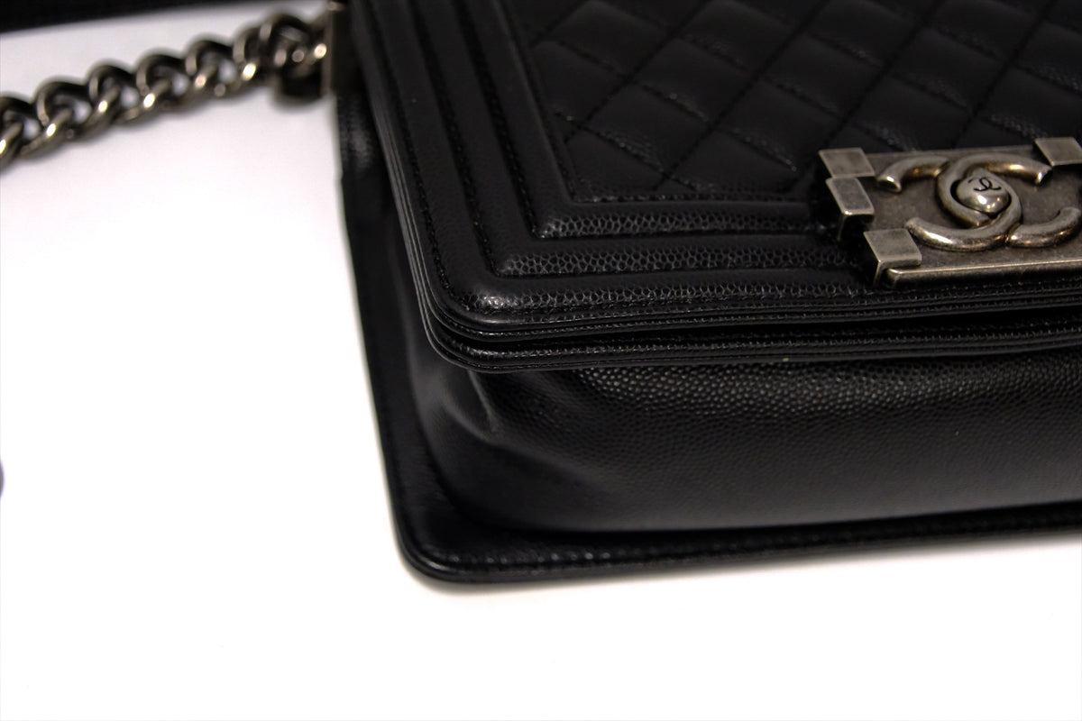 CHANEL SMALL BOY CAVIAR BLACK RHW