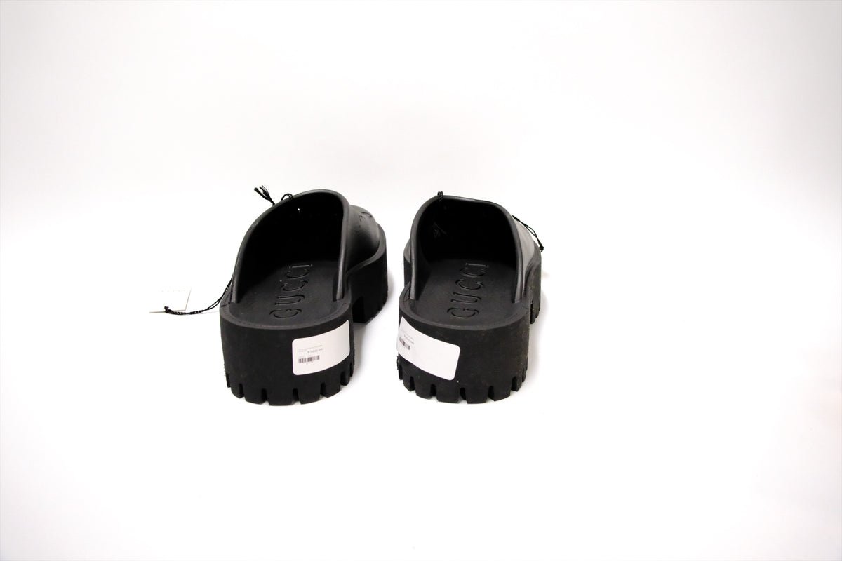 GUCCI PERFORATED GG RUBBER MULES SIZE 41