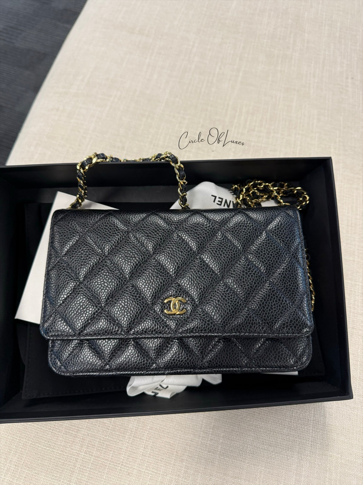 CHANEL WOC BLACK CAVIAR GHW (microchip)