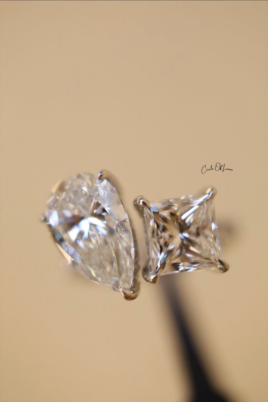 Platinum Princess Cut 2.5ct & pear shape 3.50ct  diamonds ring