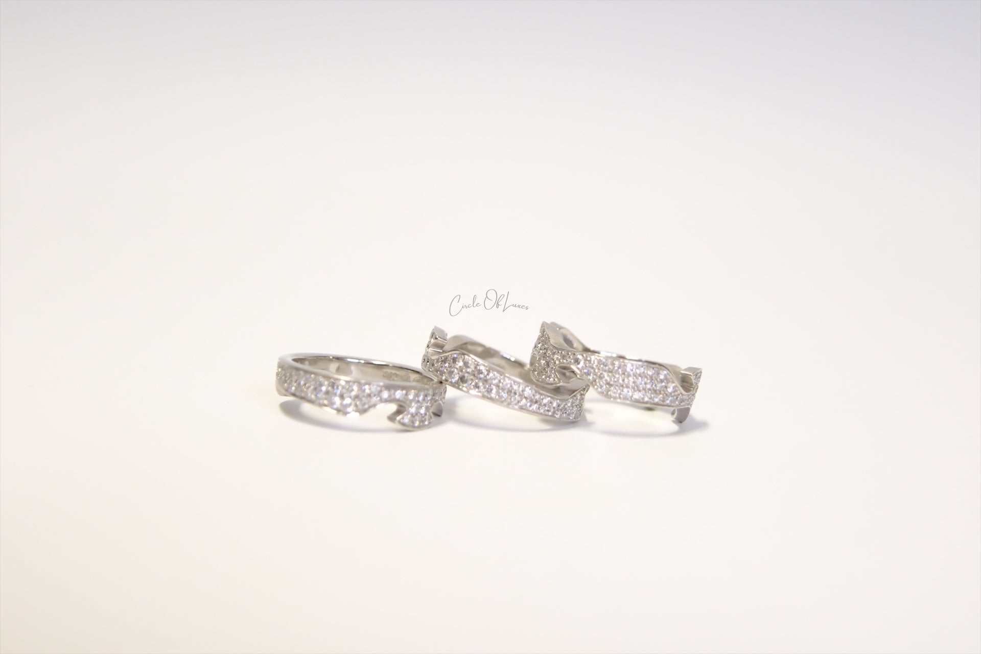 GEORG JENSEN FUSION GOLD DIAMOND 3 PIECE PUZZLE RING SET size 49