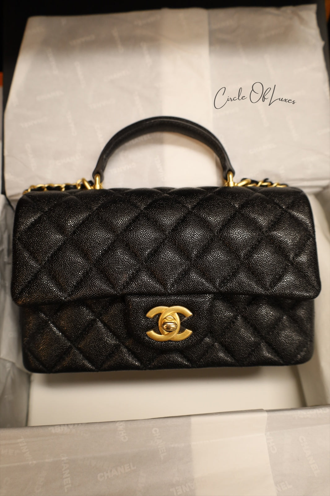 CHANEL MINI RECTANGLE BLACK CAVIAR GHW