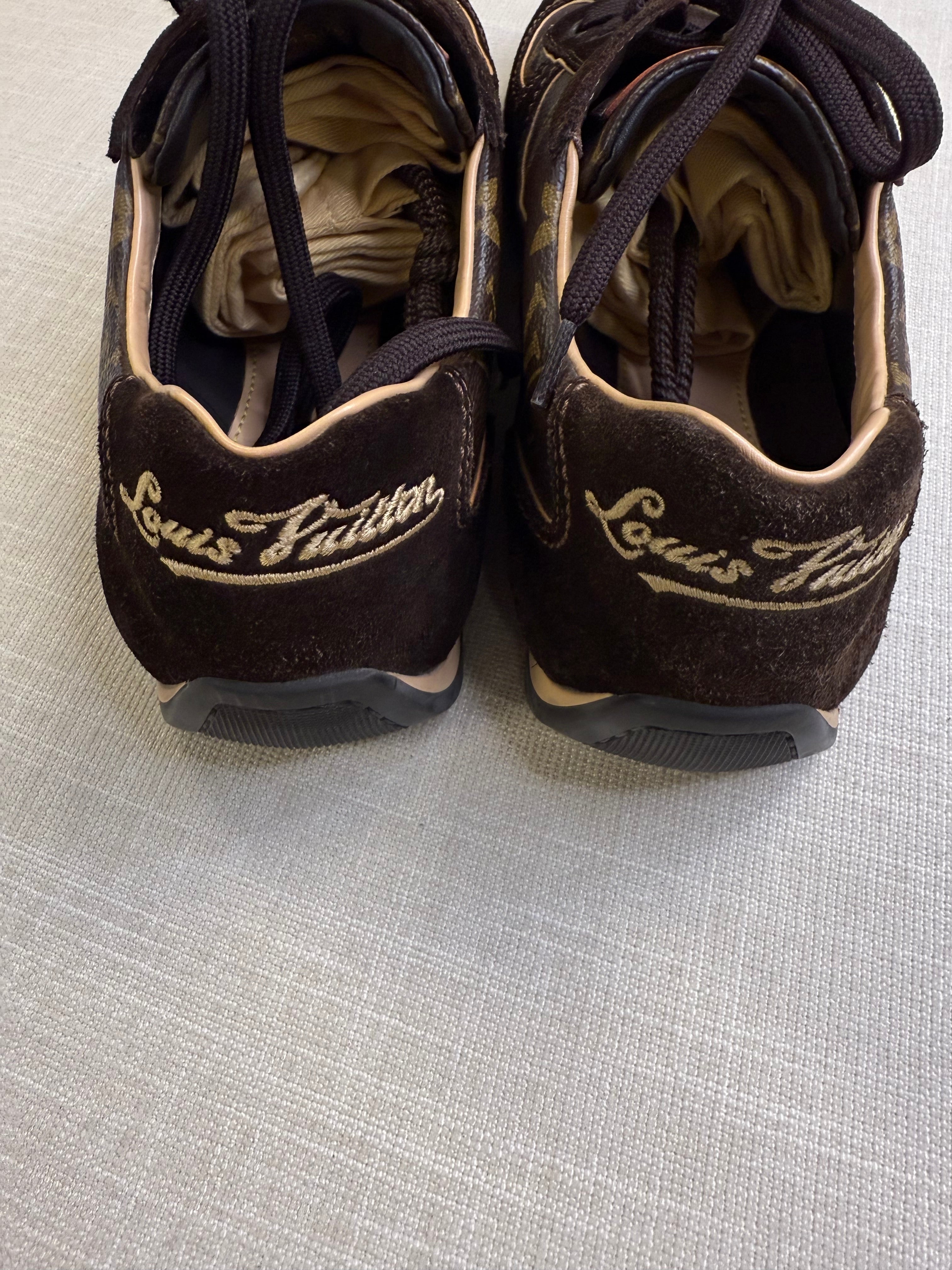 LOUIS VUITTON MONOGRAM/SUEDE SNEAKERS SIZE US 5 1/2