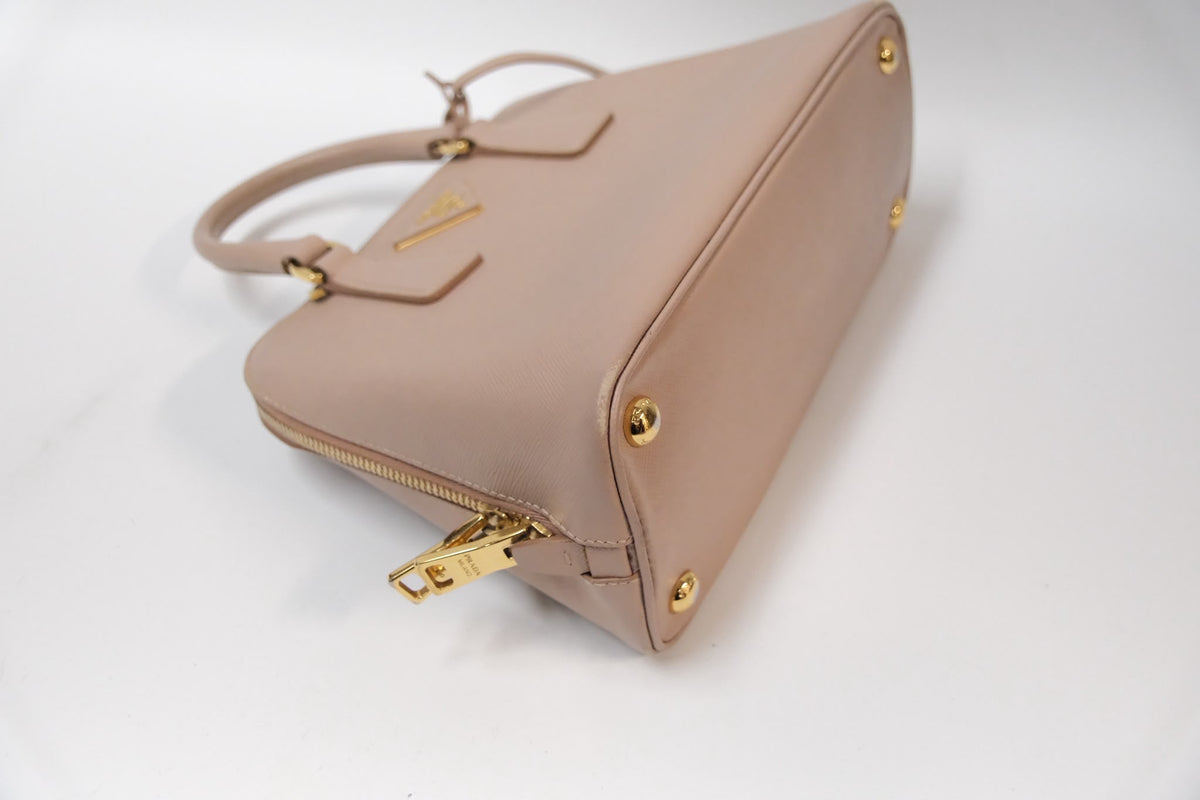 Prada Promenade Small Bag  Powder Pink Saffiano Leather & Gold Tone Hardware
