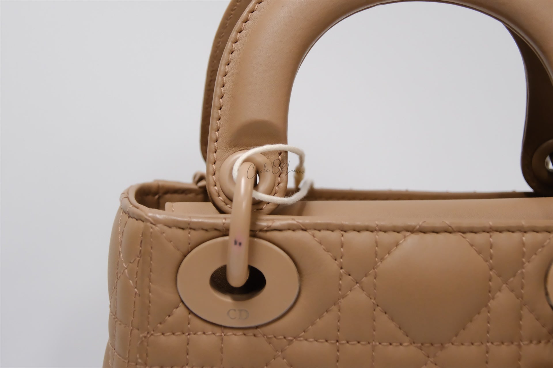 CHRISTIAN DIOR ULTRA MATTE CALFSKIN CANNAGE MINI LADY DIOR LIGHT BEIGE