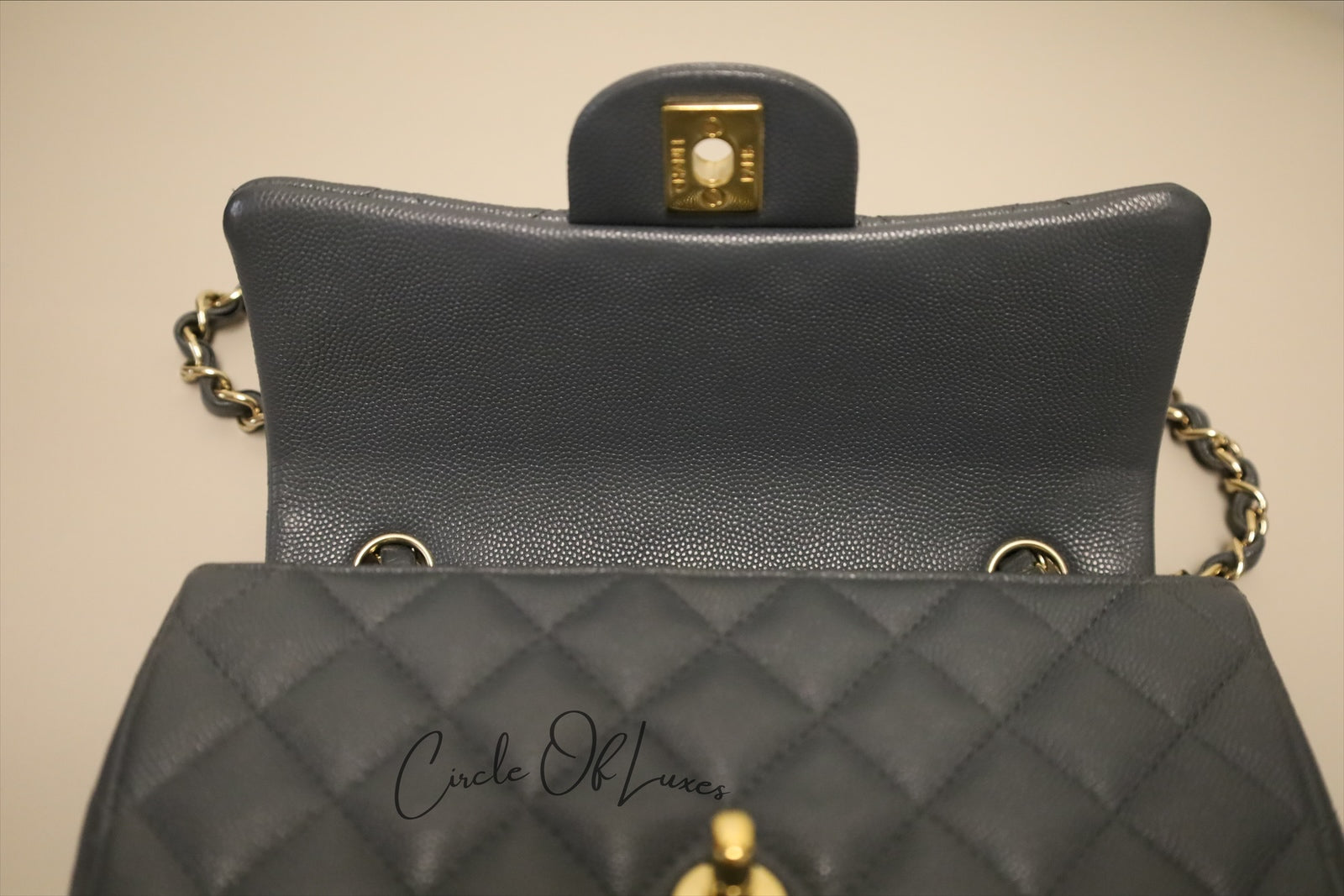 CHANEL MINI RECTANGLE GREY GHW CAVIAR