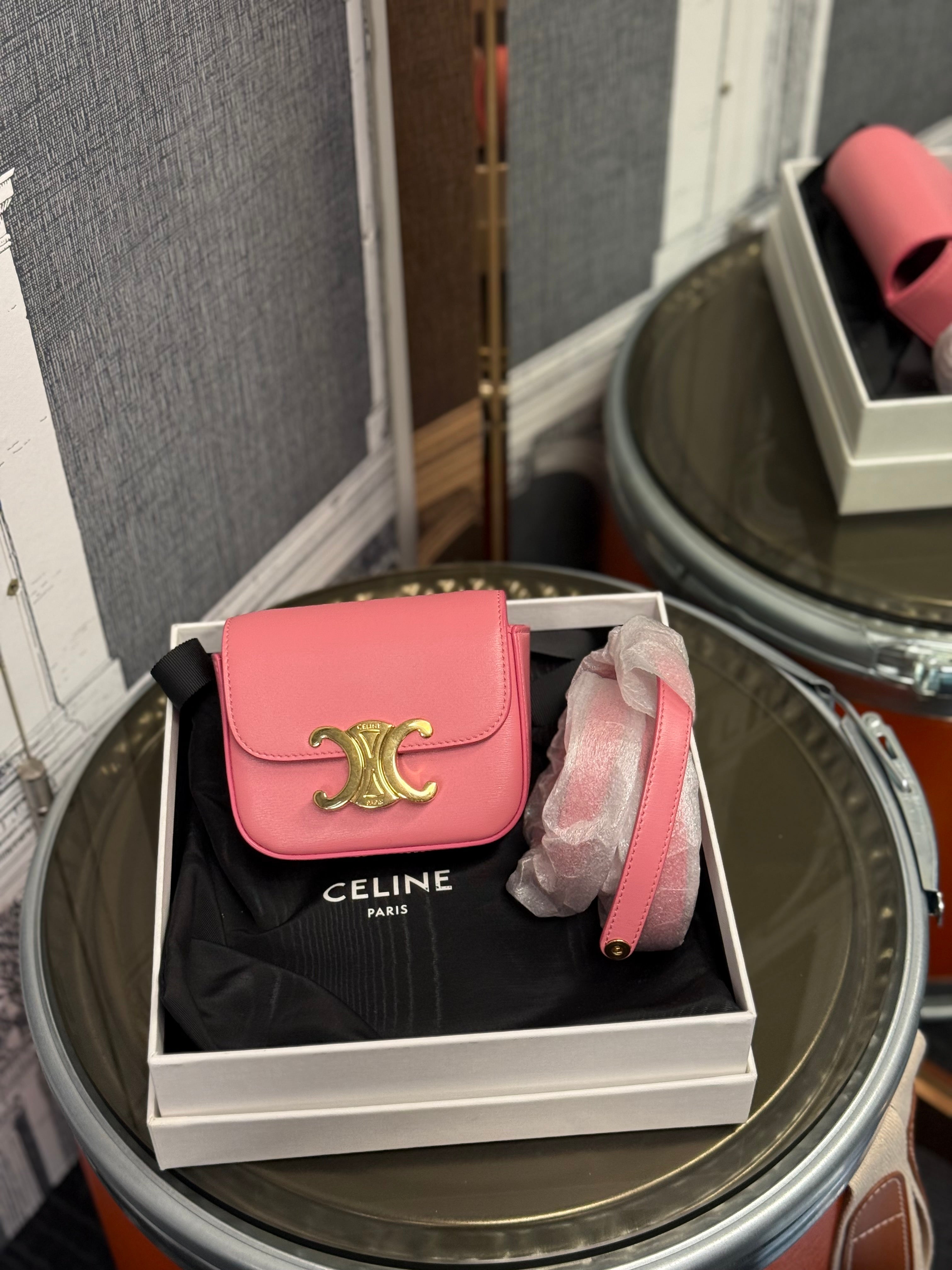 CELINE MINI CLAUDE IN SHINY CALFSKIN PINK GHW
