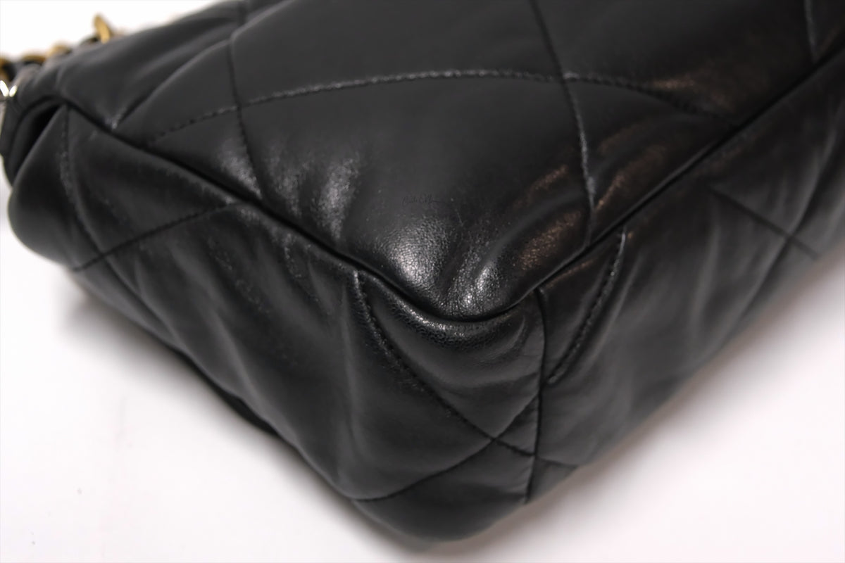 CHANEL C19 SMALL BLACK LAMBSKIN