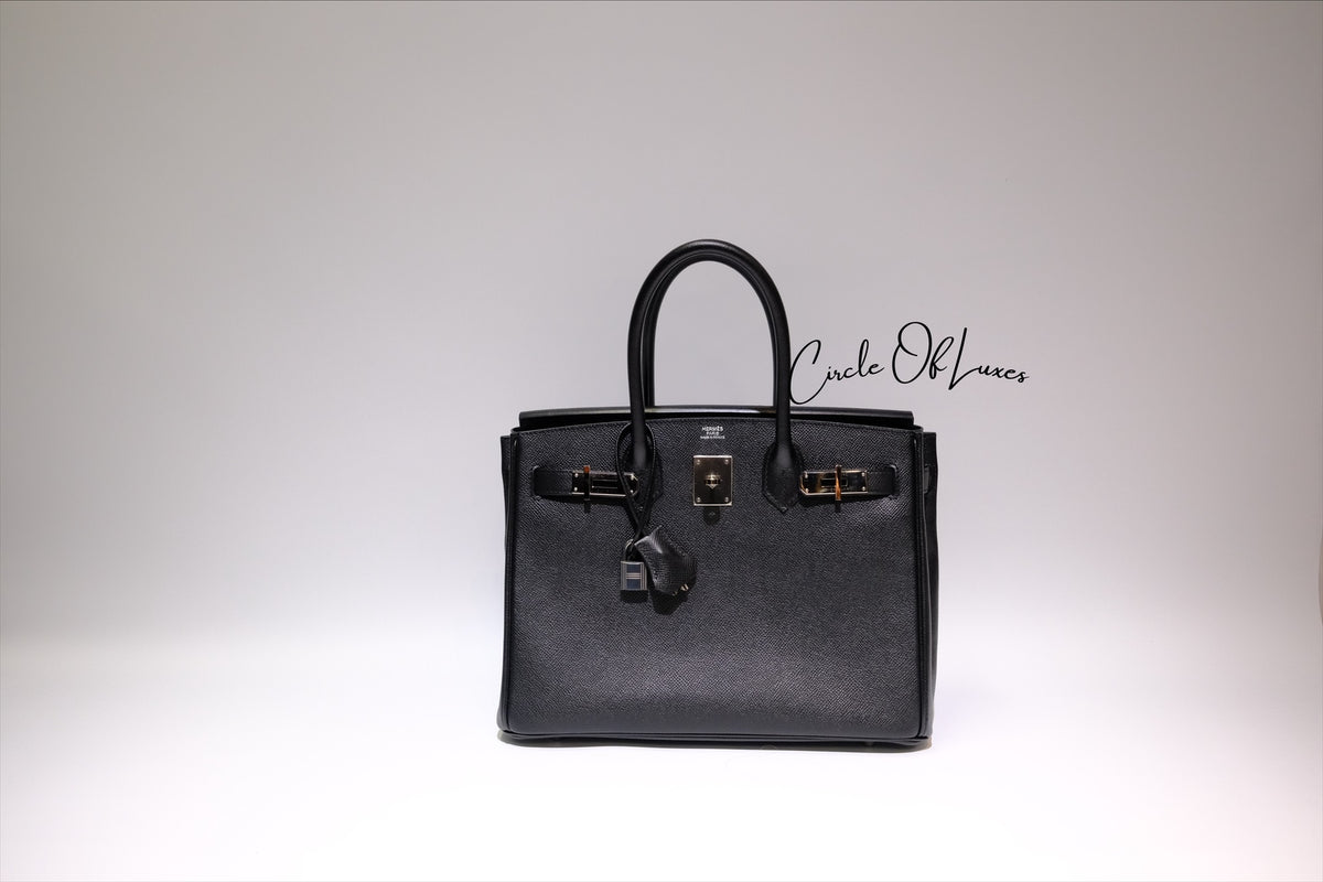 HERMES BIRKIN 30 NOIR EPSOM PHW