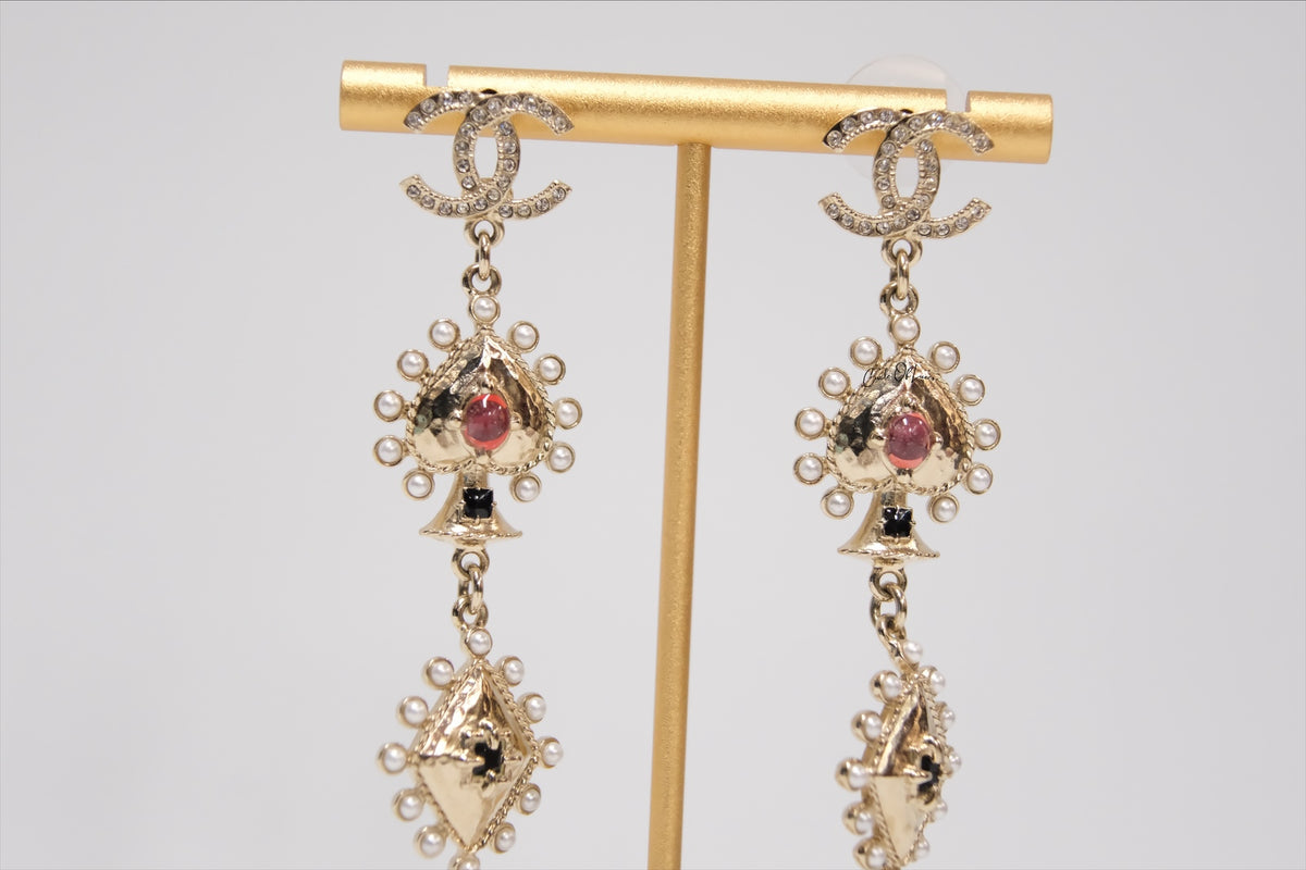 CHANEL SPADE MUTIL MOTIF LONG DROP EARRING
