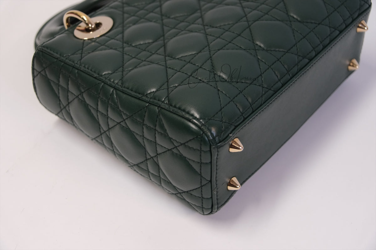LADY DIOR SMALL DARK GREEN GHW