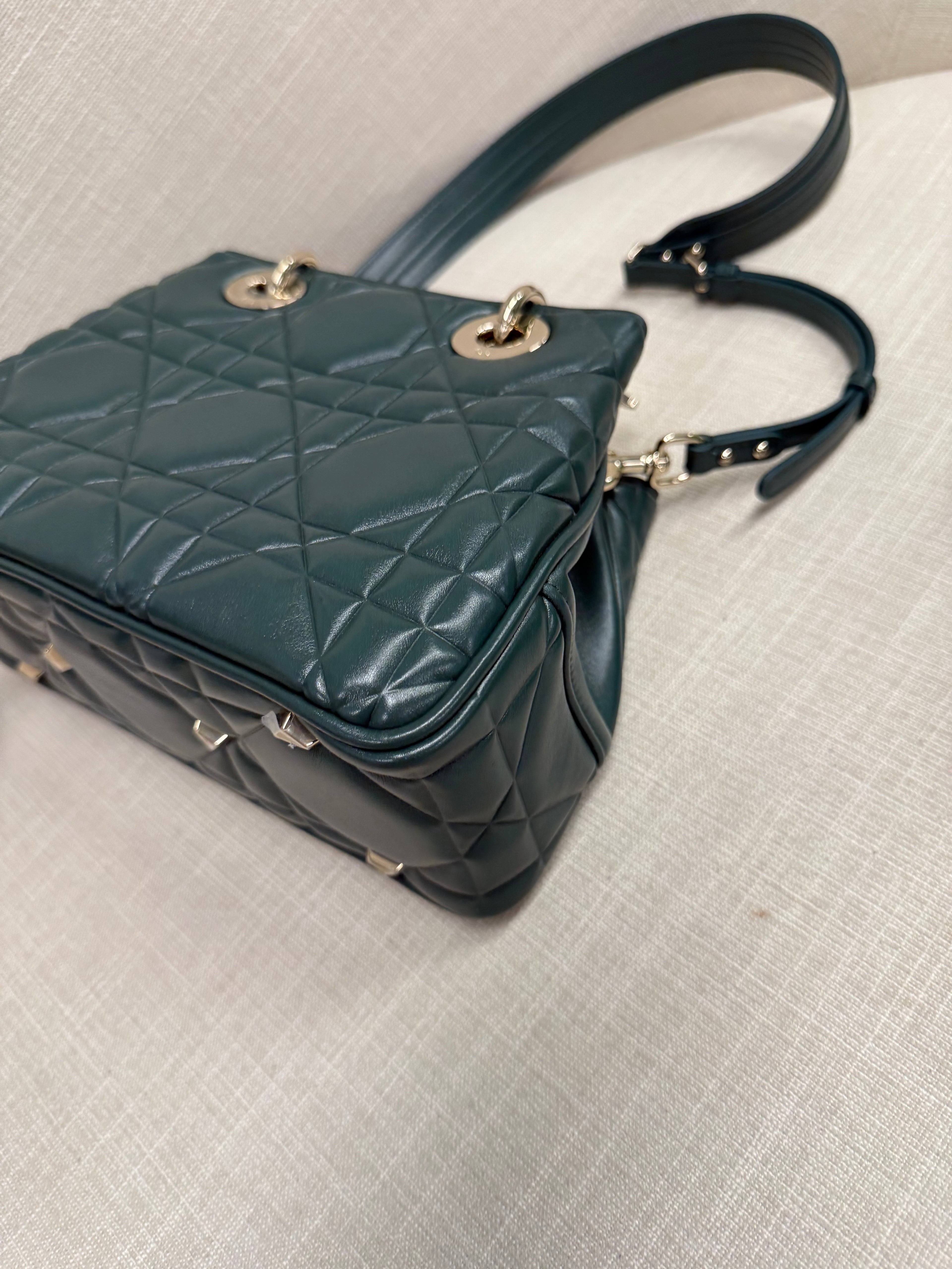 DIOR LADY 95.22 BAG CANNAGE  SMALL DARK GREEN