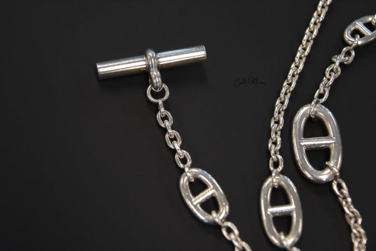 HERMES  SILVER 160cm NECKLACE