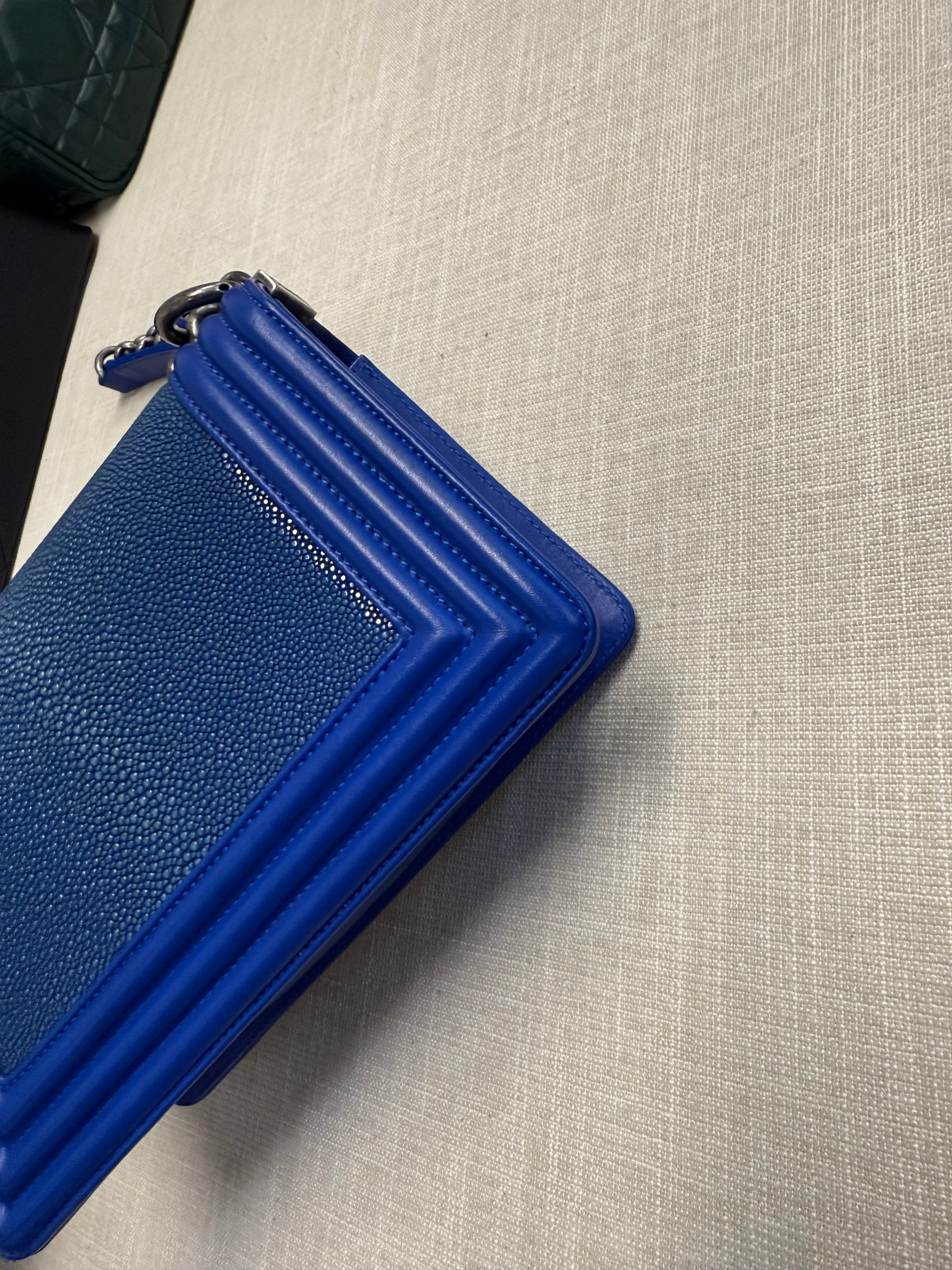 CHANEL SMALL BOY STINGRAY BLUE RHW