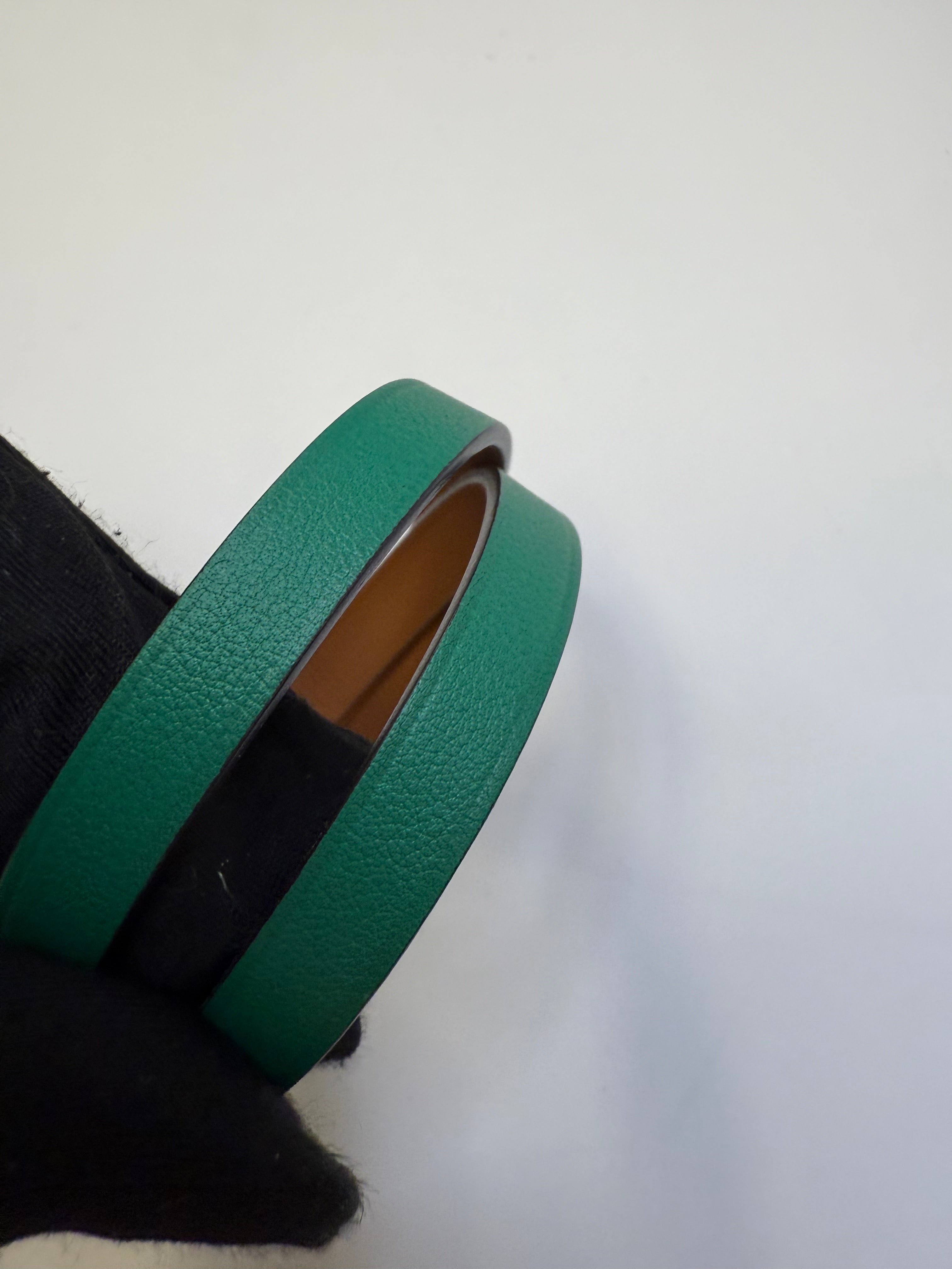 HERMES DOUBLE BRACLET GREEN GHW