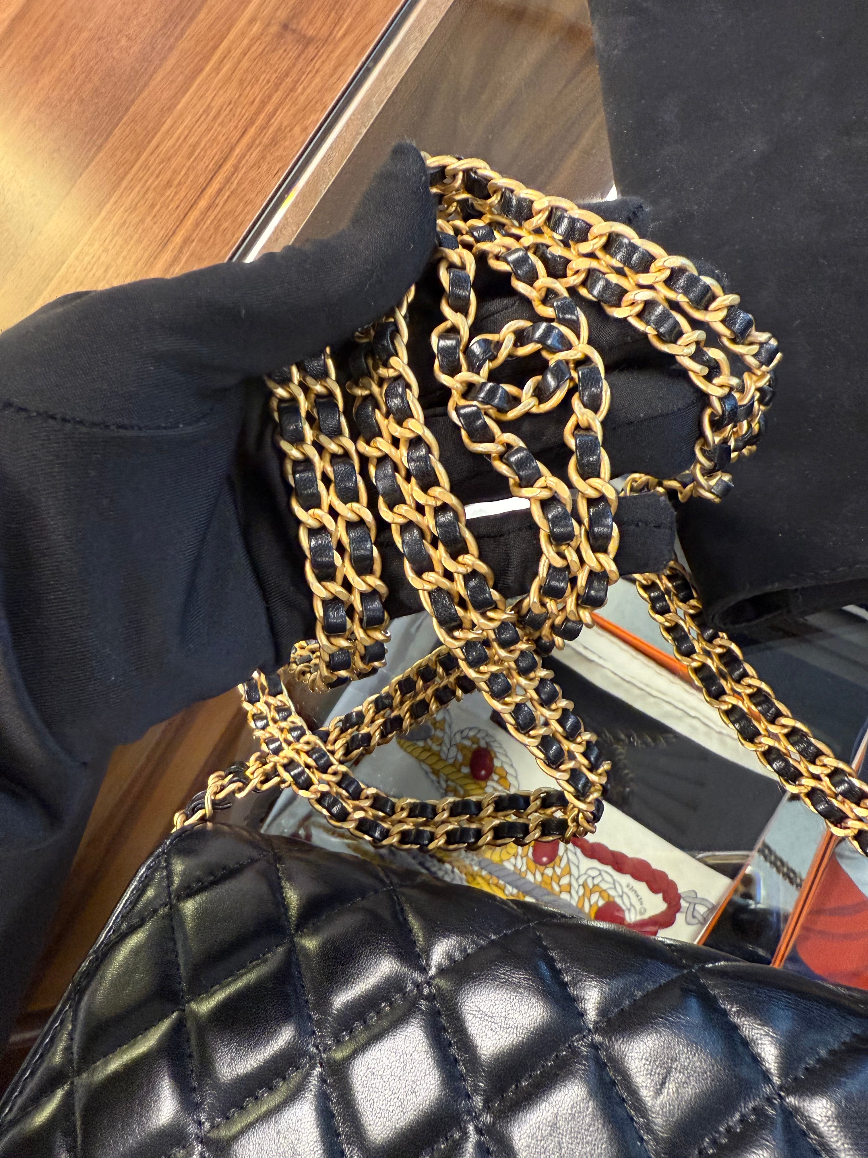 CHANEL BLACK WALLET ON CHAIN SEASONAL GHW