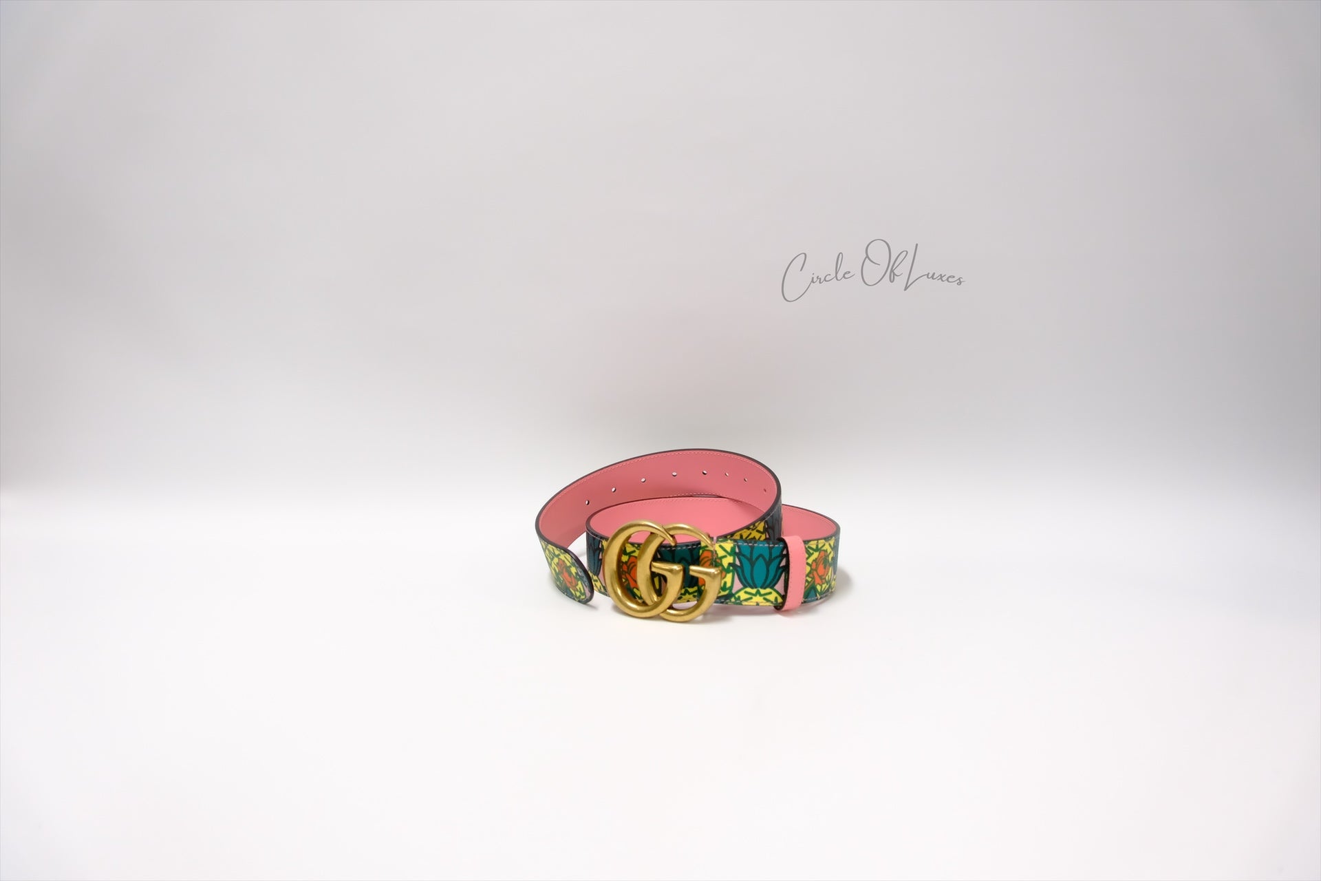 GUCCI BELT CANVAS PINEAPPLE PINK MULTI COLOUR SIZE 80