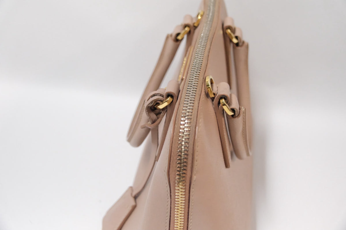 Prada Promenade Small Bag  Powder Pink Saffiano Leather & Gold Tone Hardware