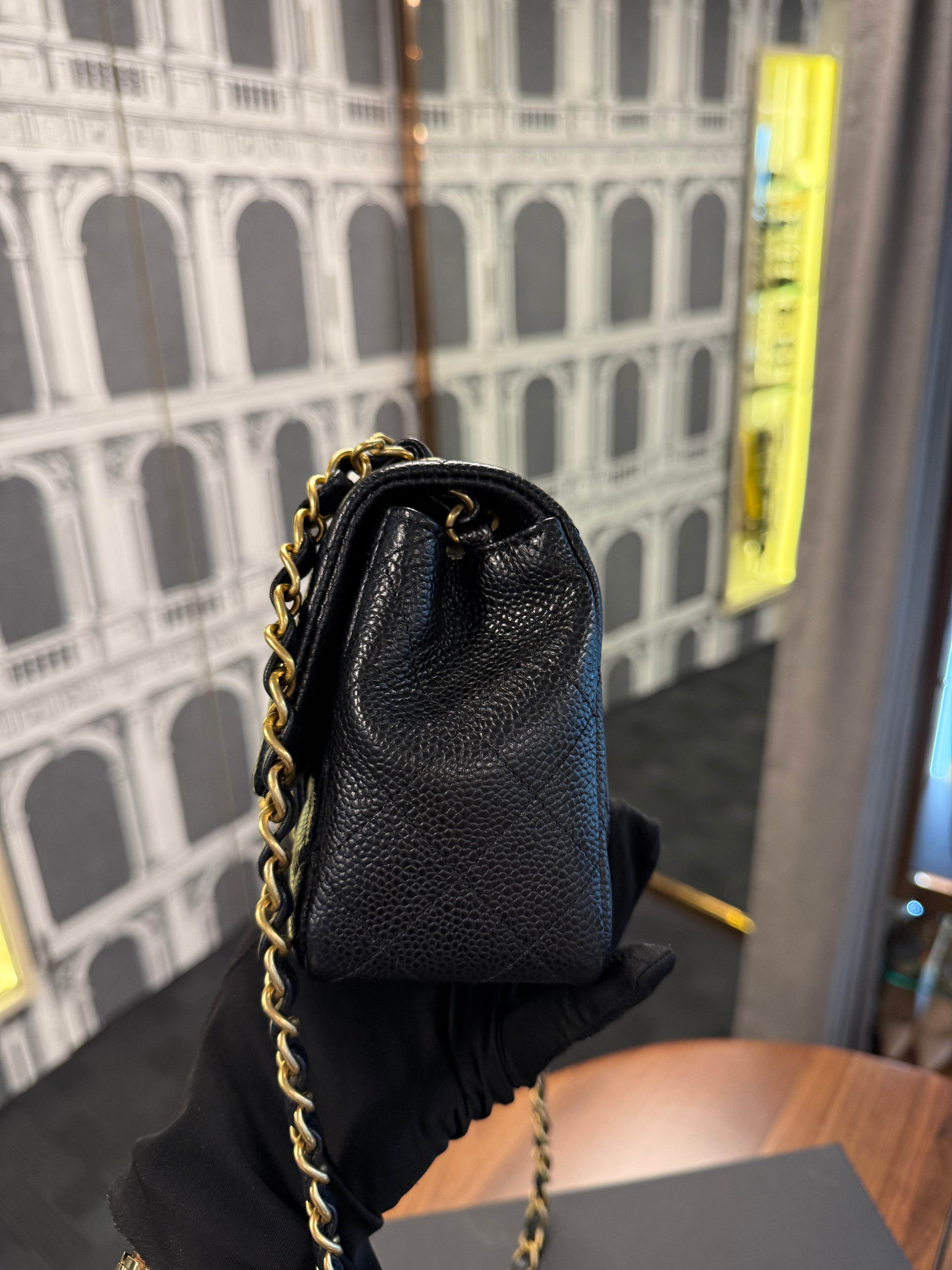CHANEL MINI SQUARE BLACK CAVIAR GHW
