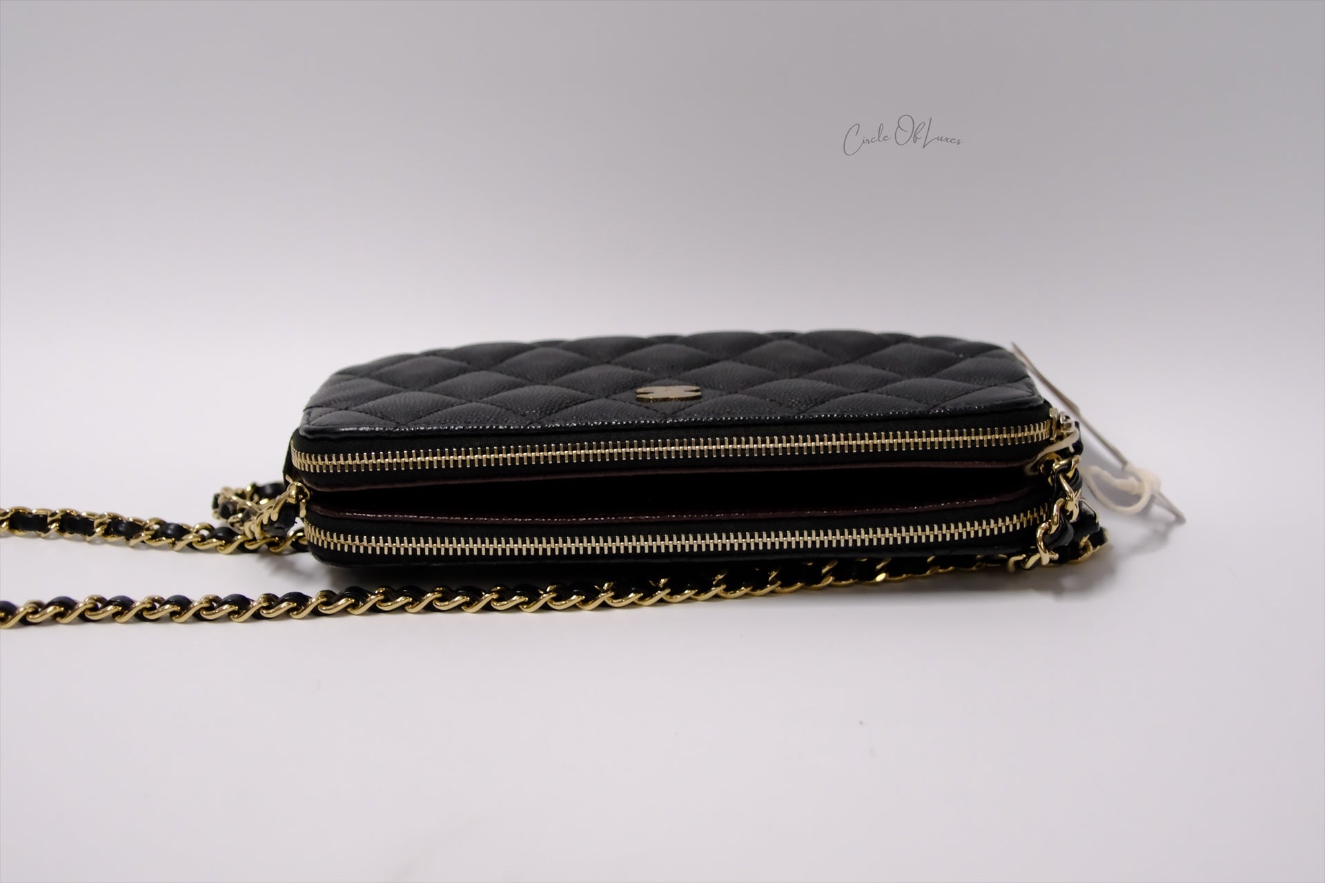 CHANEL DOUBLE CHAIN  POUCH CAVIAR GHW